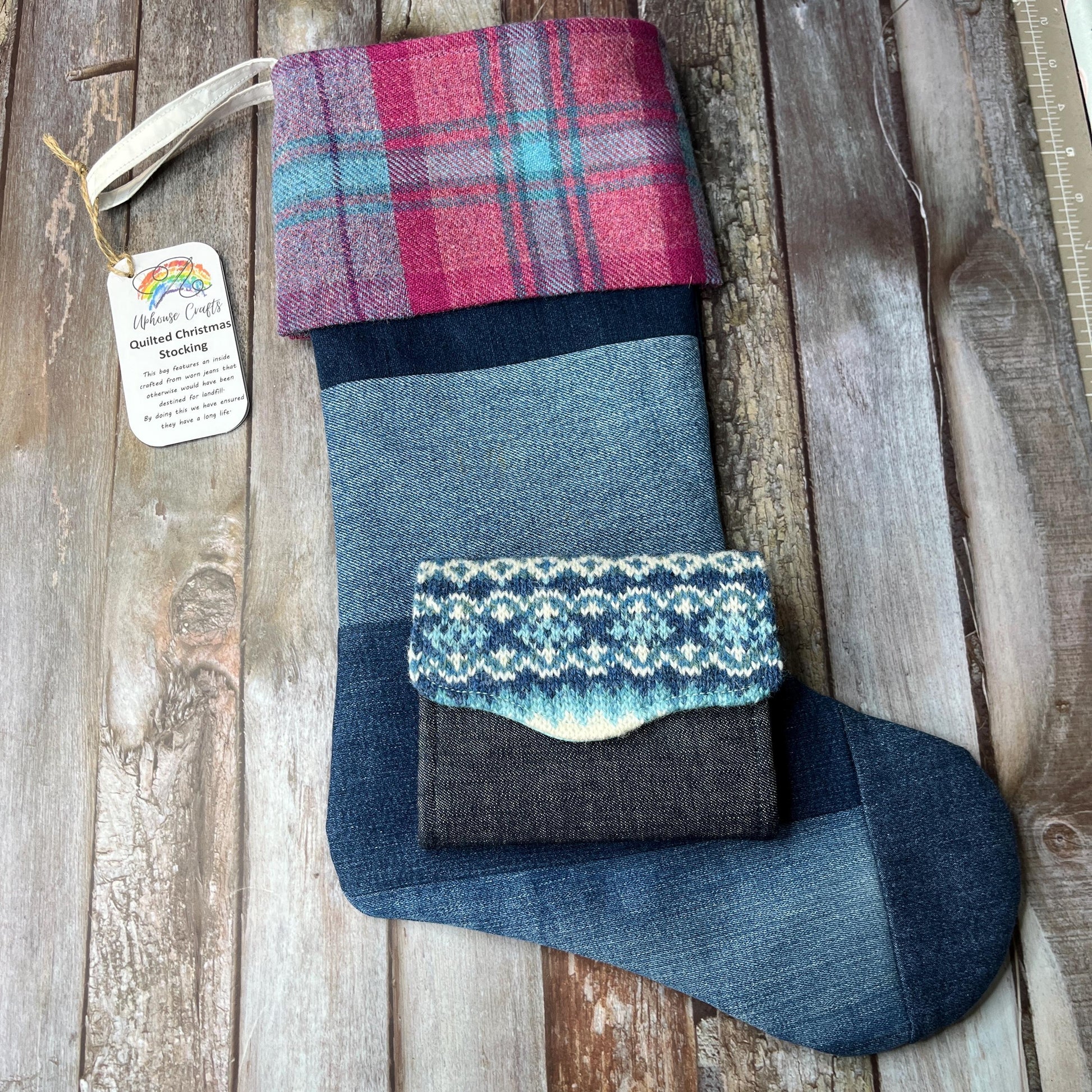 Christmas Stocking | Tweed & Denim | Shetland Hibernal Heather - Uphouse Crafts