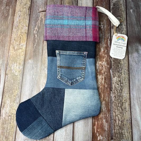 Christmas Stocking | Tweed & Denim | Shetland Hibernal Heather - Uphouse Crafts