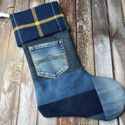 Christmas Stocking | Tweed & Denim | Shetland Winters Night - Uphouse Crafts