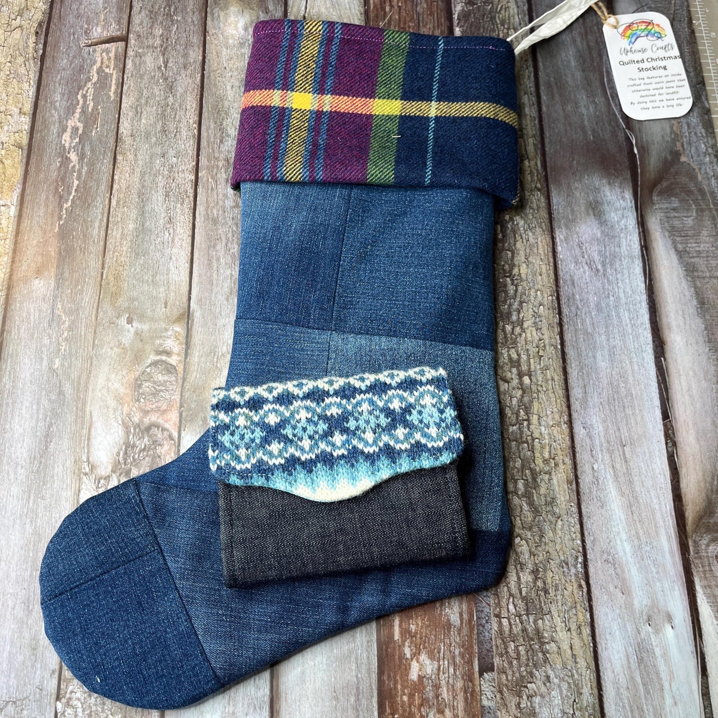 Christmas Stocking | Tweed & Denim | Shetland Winters Night - Uphouse Crafts