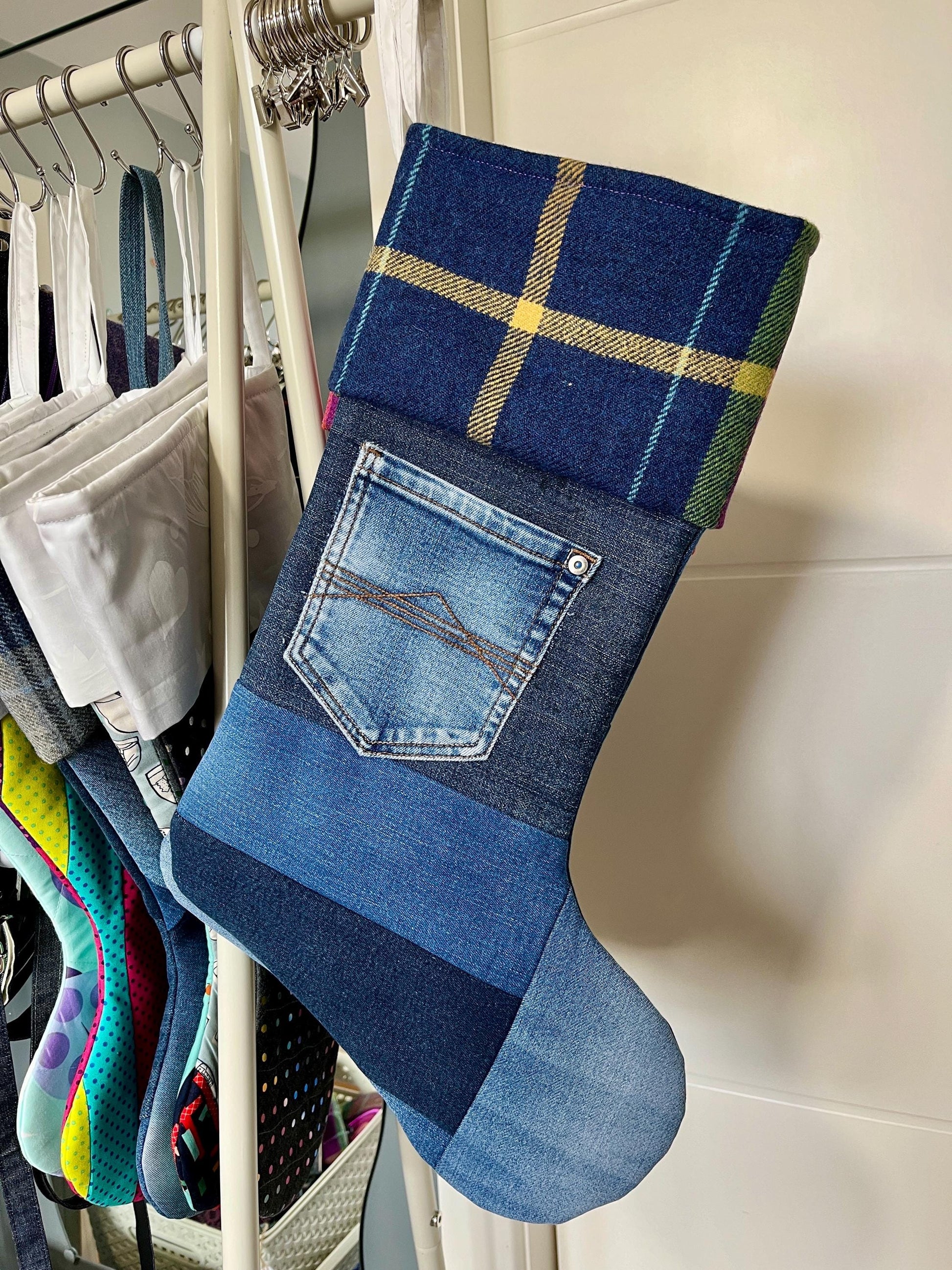 Christmas Stocking | Tweed & Denim | Shetland Winters Night - Uphouse Crafts