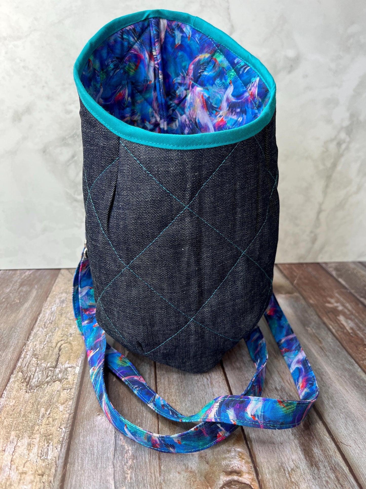 Clothes Peg Bag | Abstract Seagull Denim - Uphouse Crafts