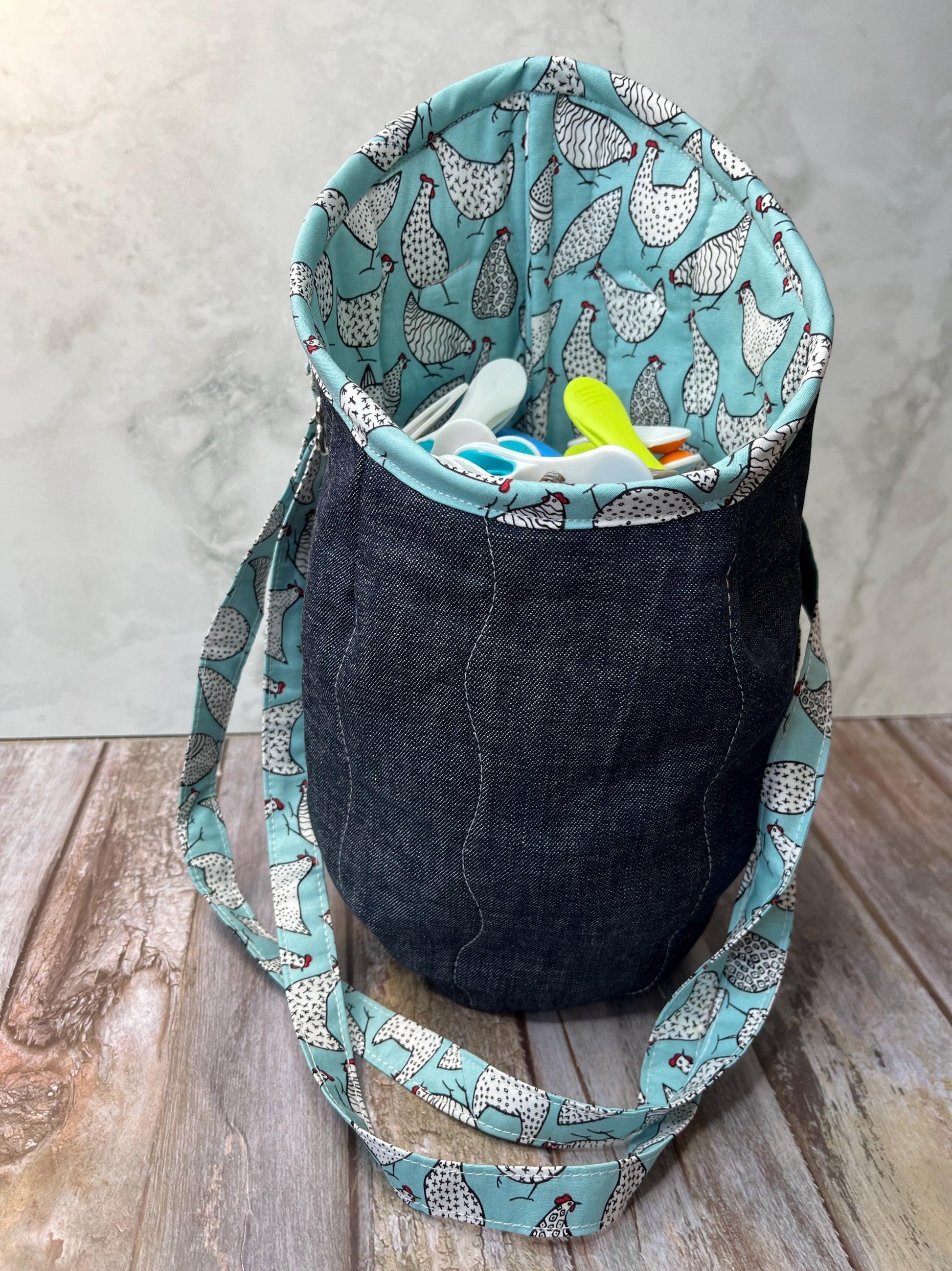 Clothes Peg Bag | Mint Chicken Denim - Uphouse Crafts