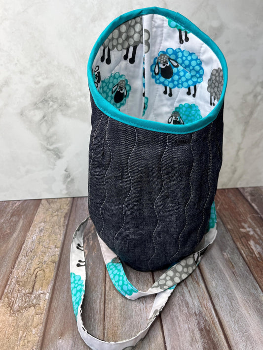 Clothes Peg Bag | Sheep Denim Teal Grey - Uphouse Crafts