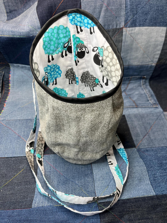 Clothes Peg Bag | Teal Sheep Grey Faux Wool - Uphouse Crafts