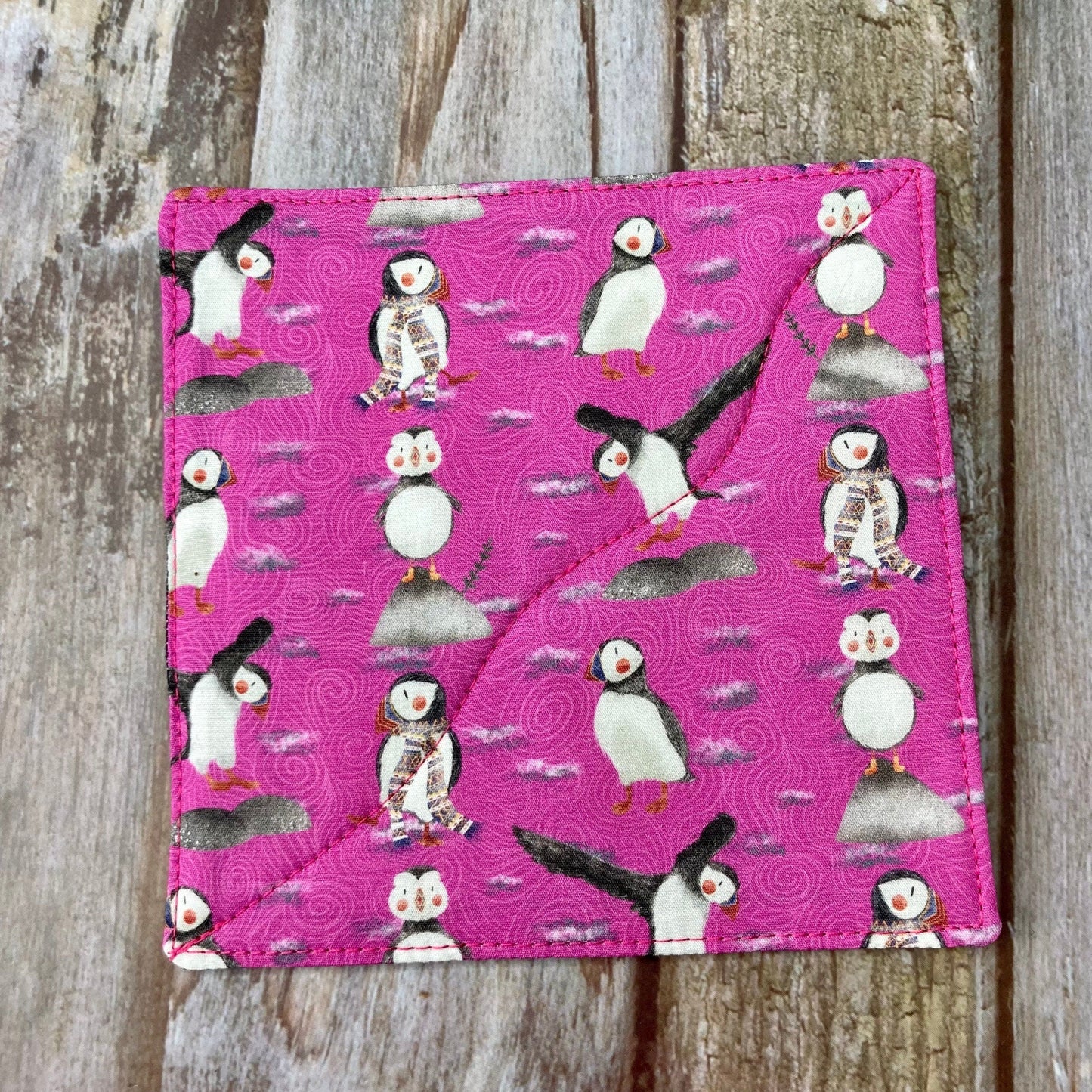 Coasters | Set of 4 Puffin Fabric