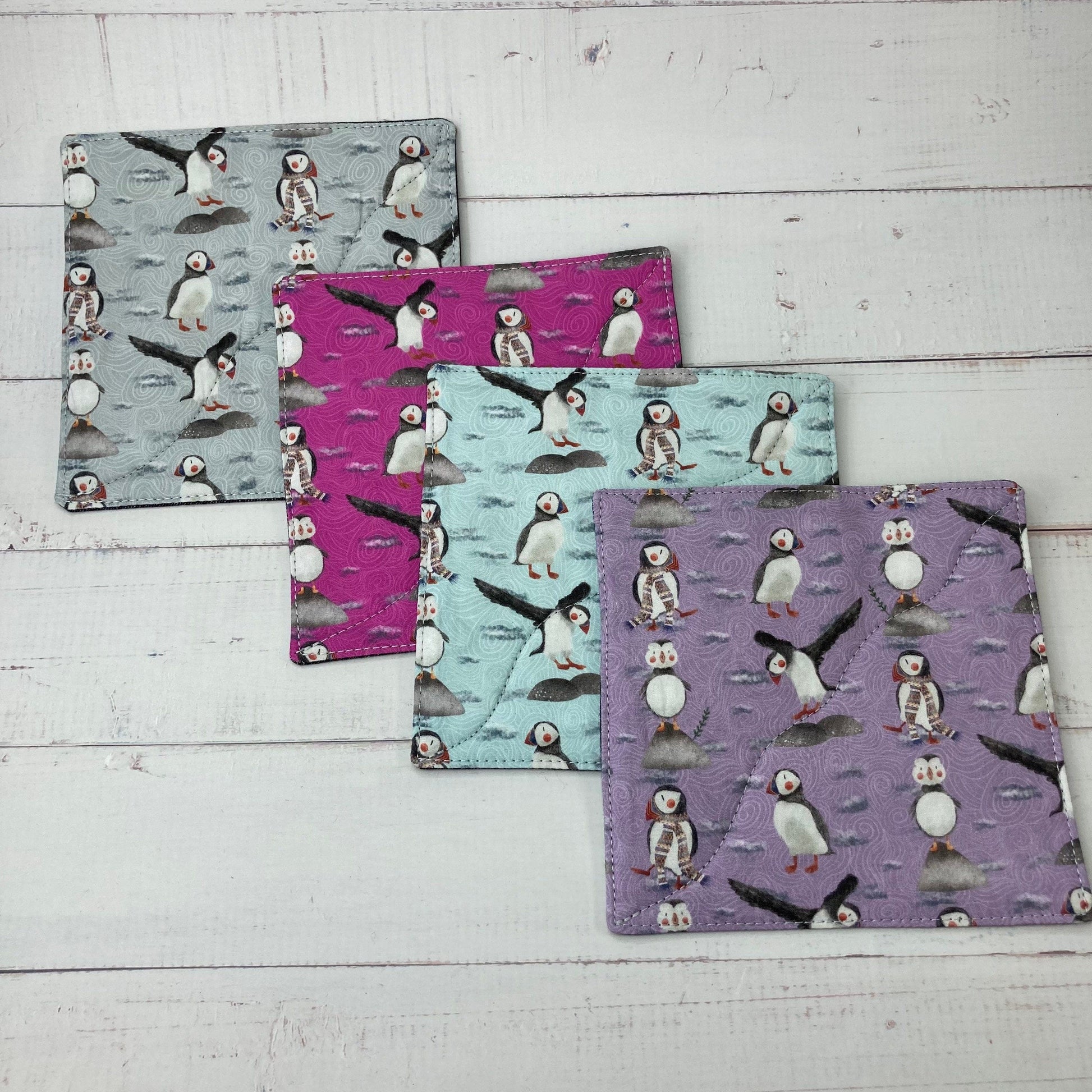 Coasters | Set of 4 Puffin Fabric