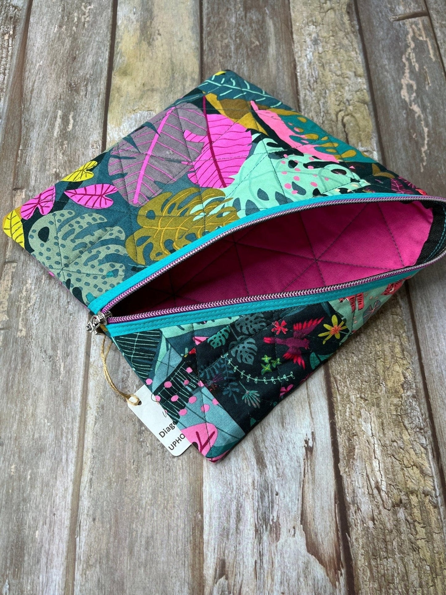 Diagonal Zip Pouch - Jungle Patchwork