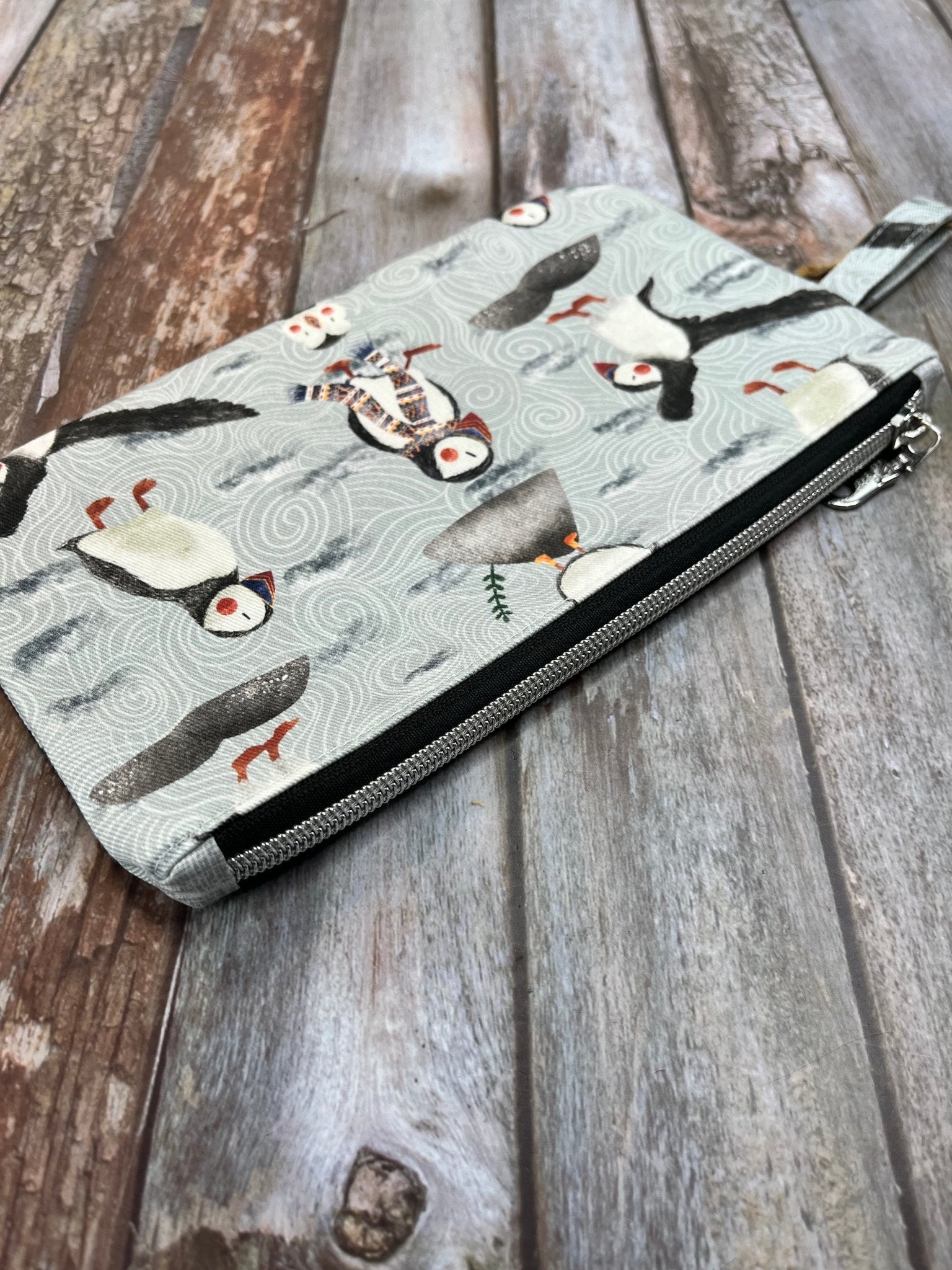 Fair Isle Puffin Makeup Bag Pencil Case - Uphouse Crafts