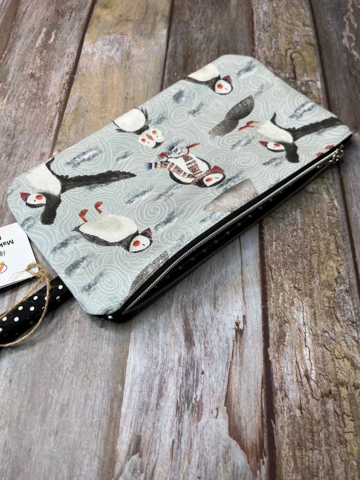 Fair Isle Puffin Makeup Bag Pencil Case - Uphouse Crafts