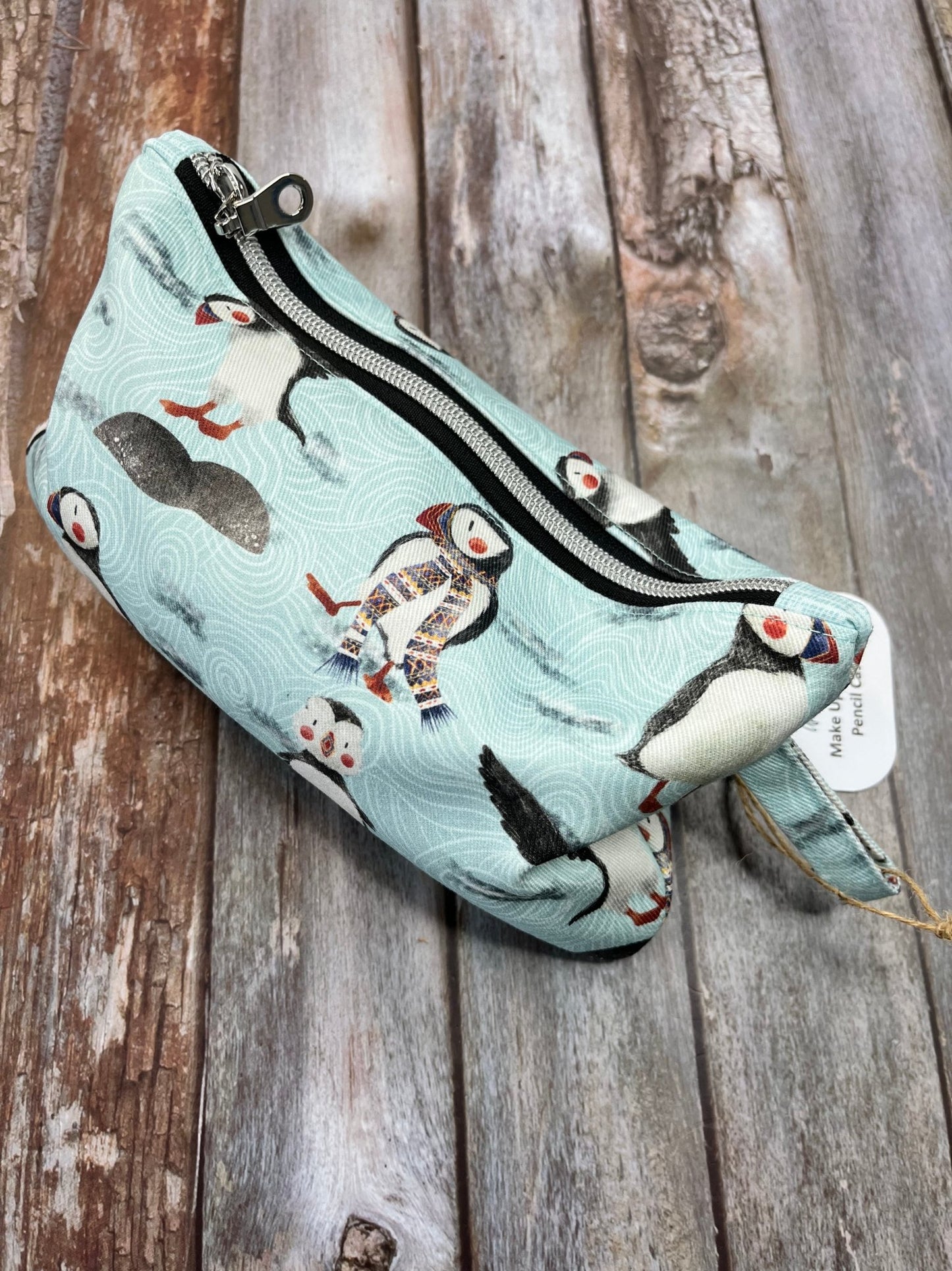 Fair Isle Puffin Makeup Bag Pencil Case - Uphouse Crafts