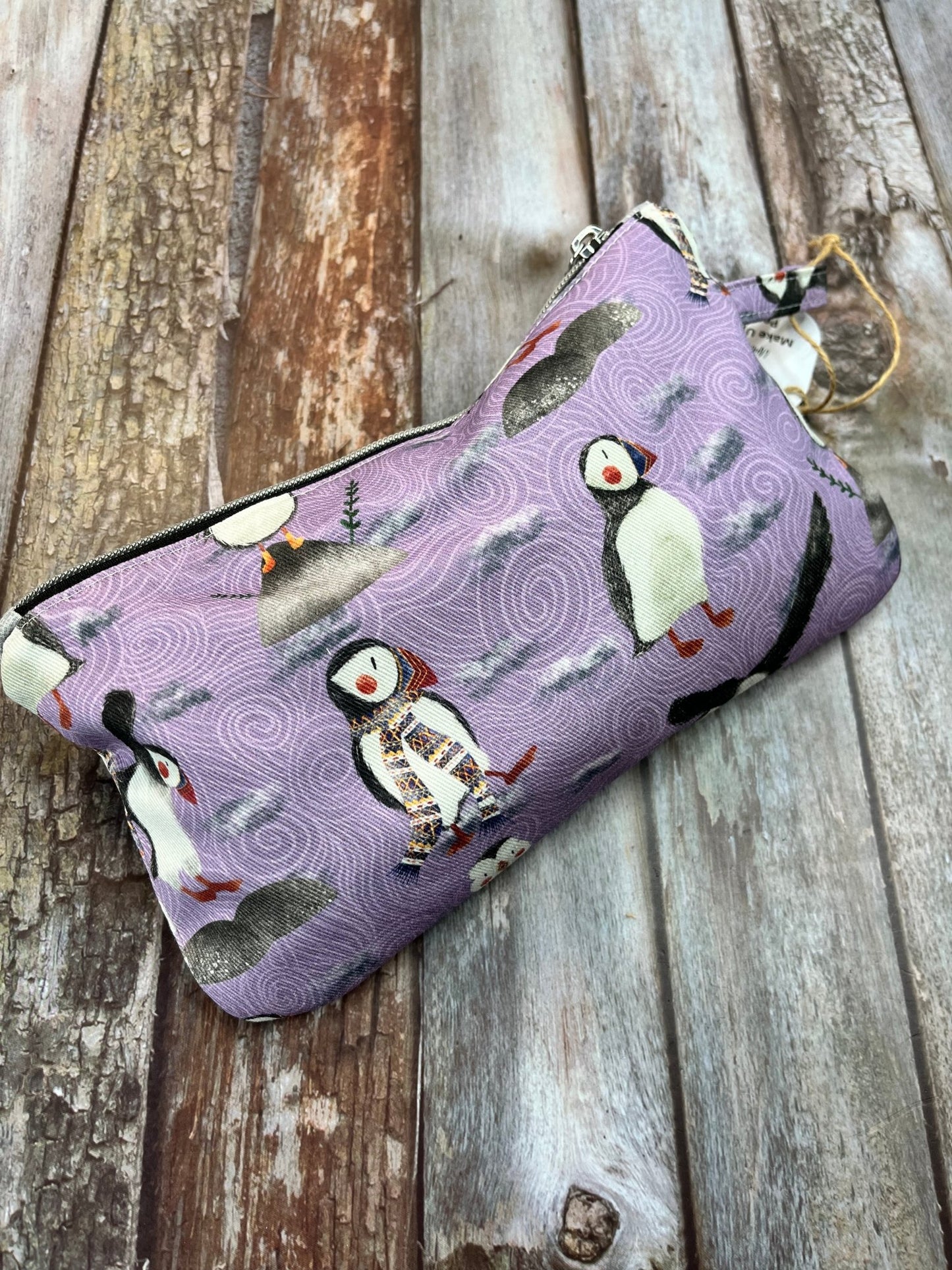 Fair Isle Puffin Makeup Bag Pencil Case - Uphouse Crafts