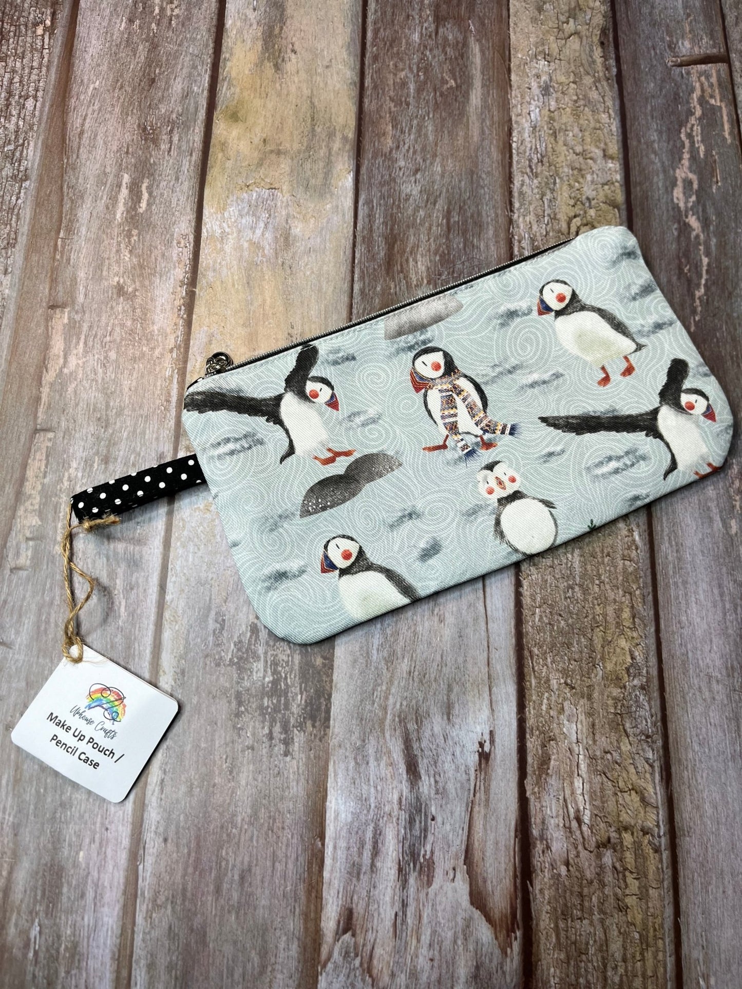 Fair Isle Puffin Makeup Bag Pencil Case - Uphouse Crafts