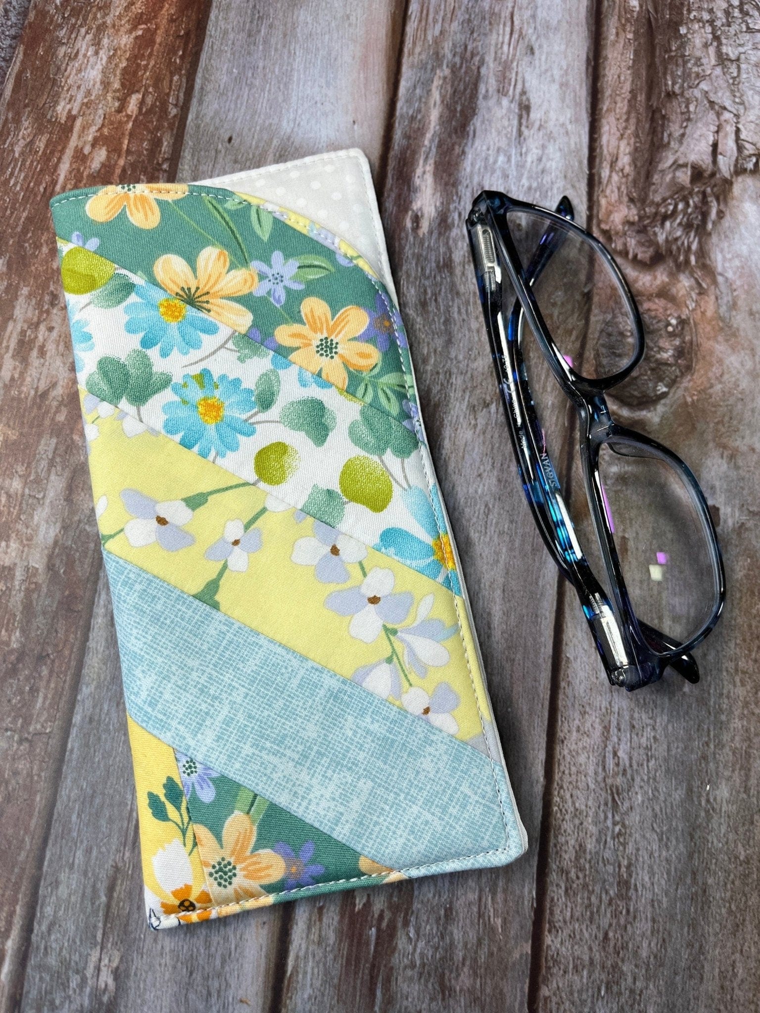 Glasses Case | Mint, Lemon, White Patchwork Style 1