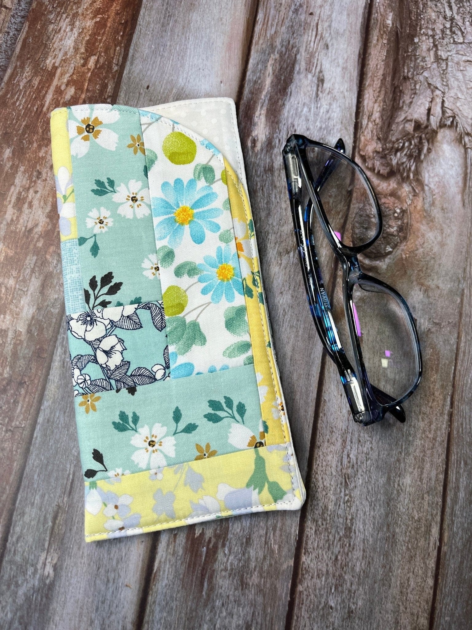 Glasses Case | Mint, Lemon, White Patchwork