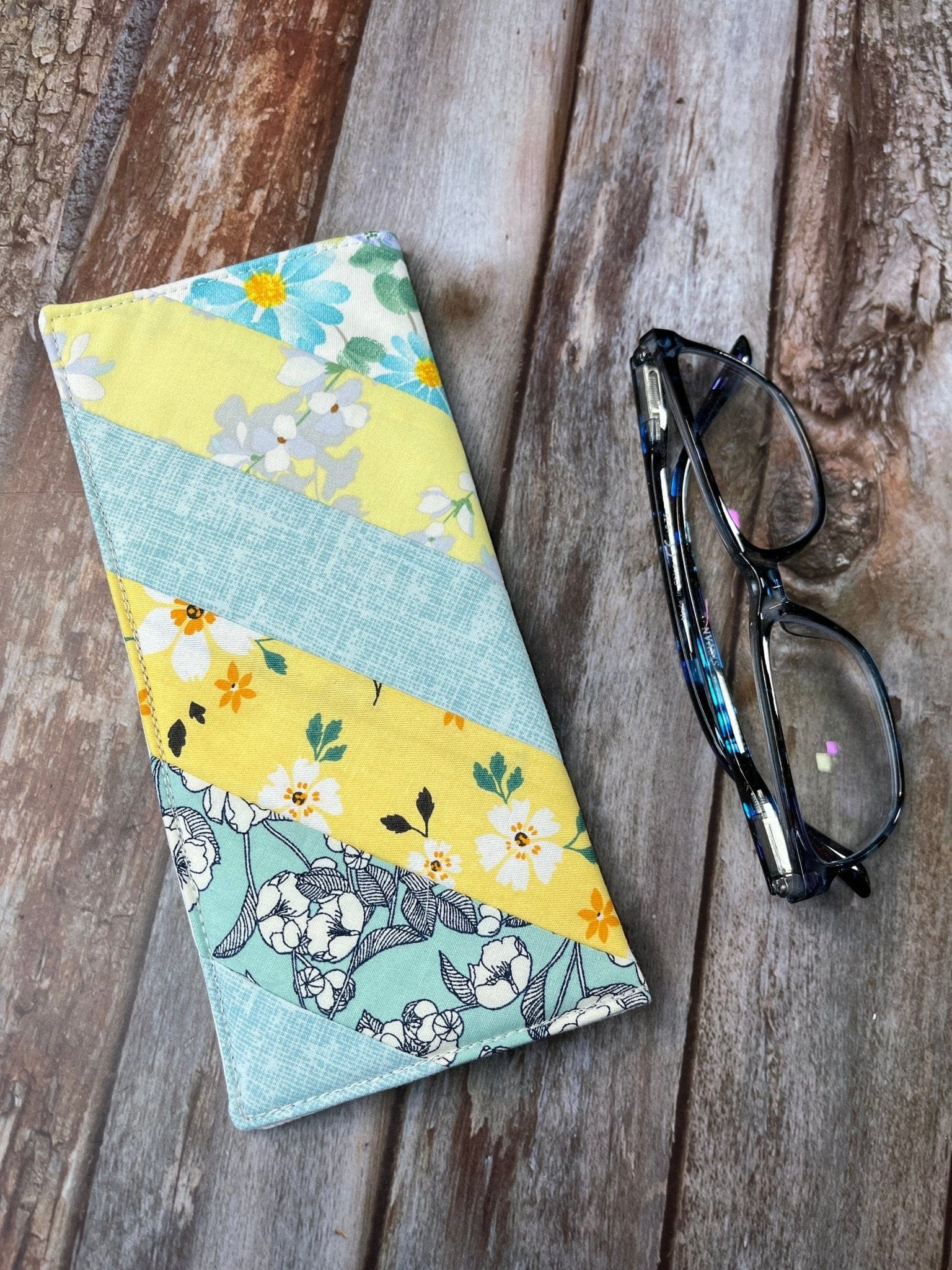 Glasses Case | Mint, Lemon, White Patchwork