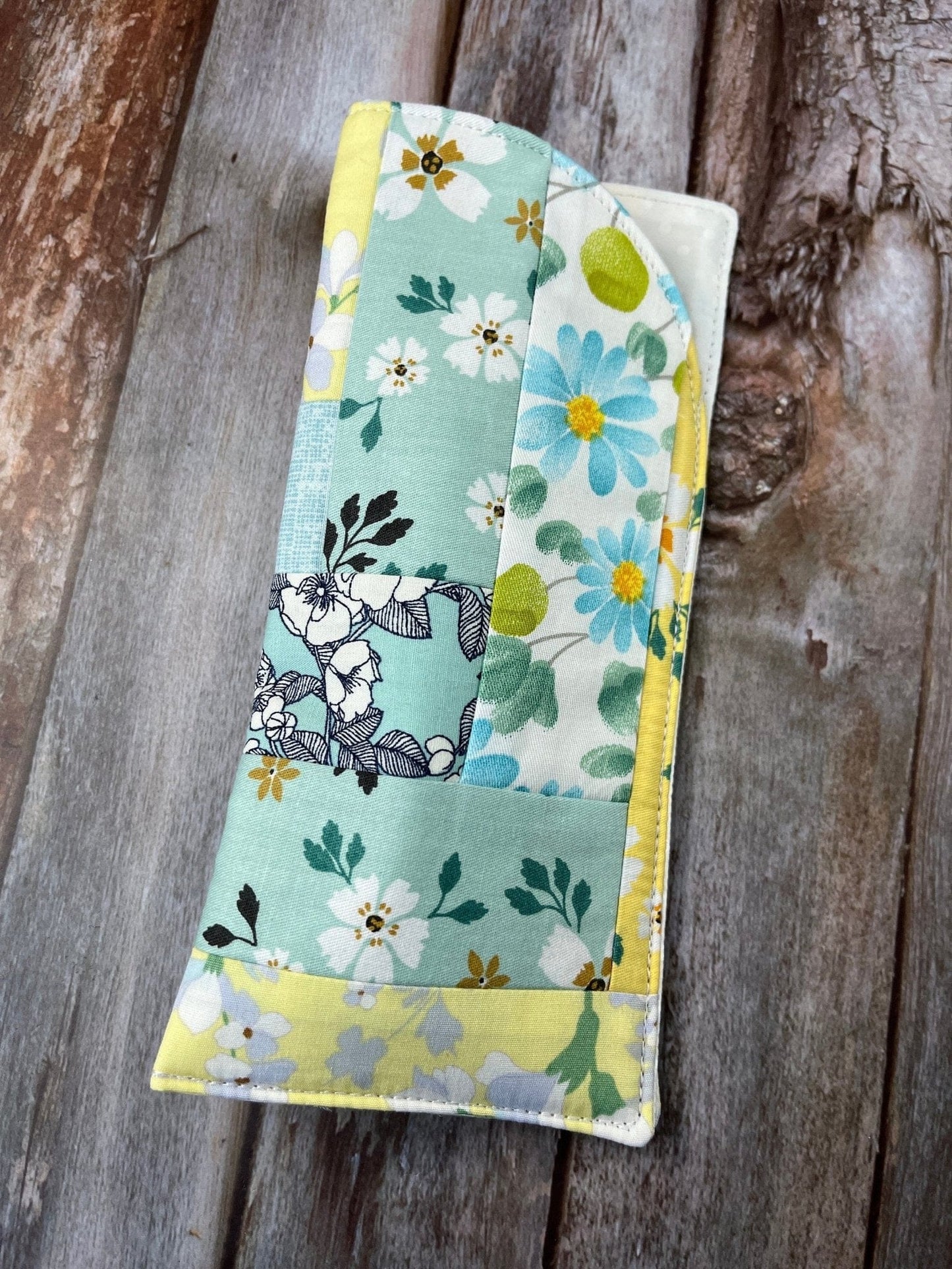 Glasses Case | Mint, Lemon, White Patchwork Style 2