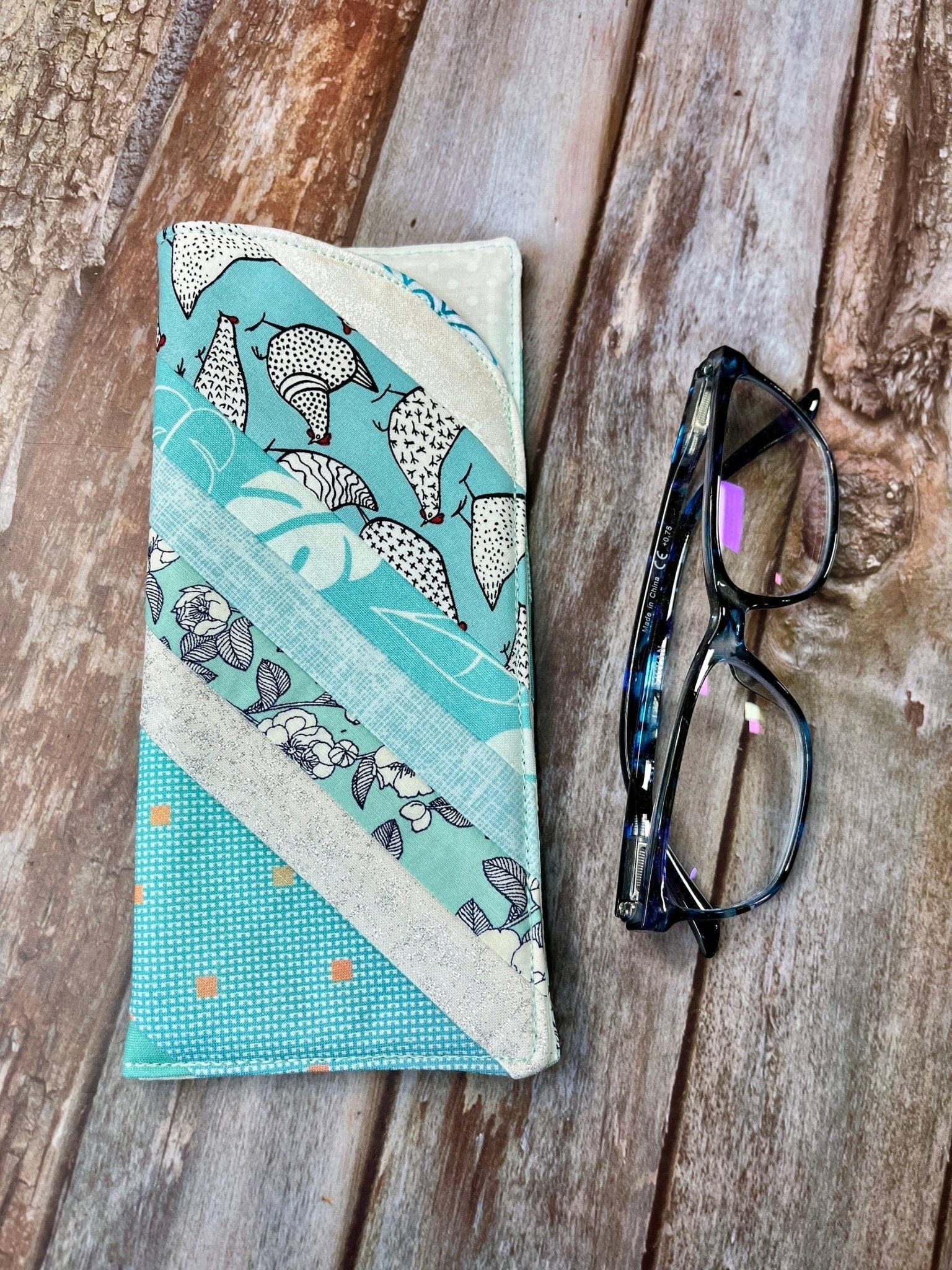 Glasses Case | Mint White Chicken Patchwork