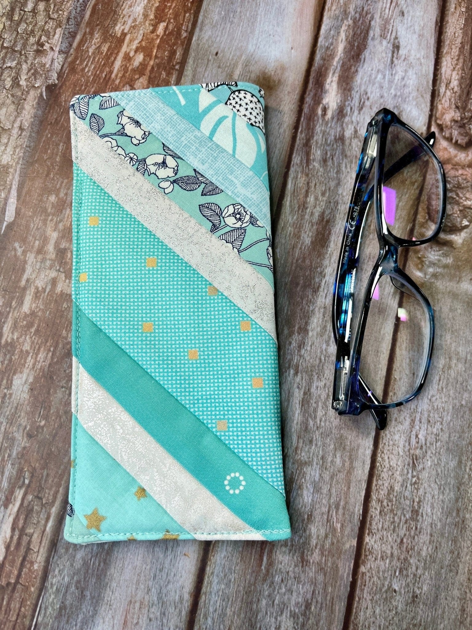 Glasses Case | Mint White Chicken Patchwork