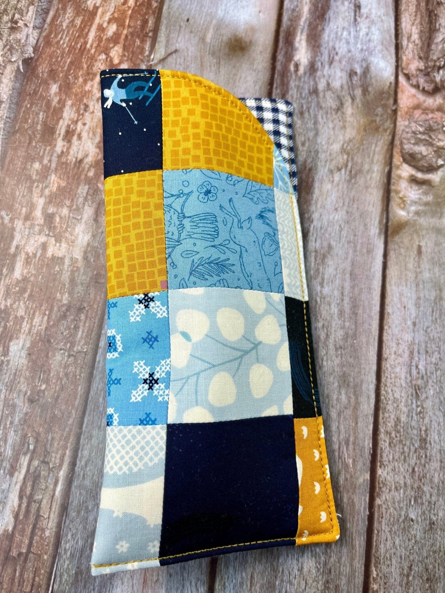 Glasses Case | Mustard Blue Cream Patchwork