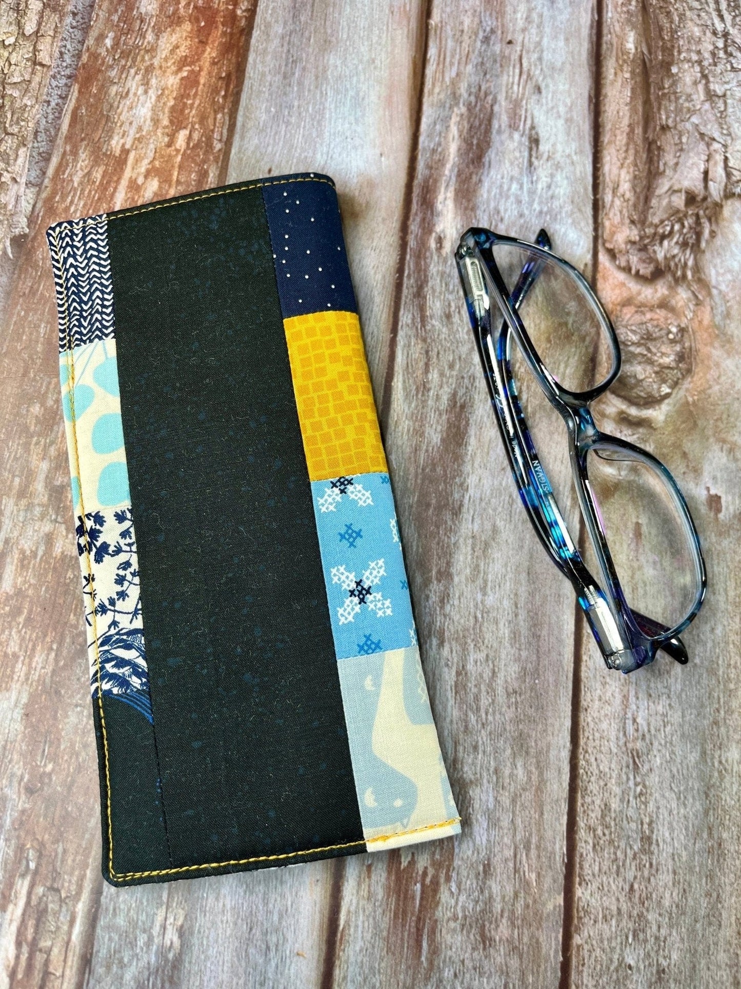 Glasses Case | Mustard Blue Cream Patchwork