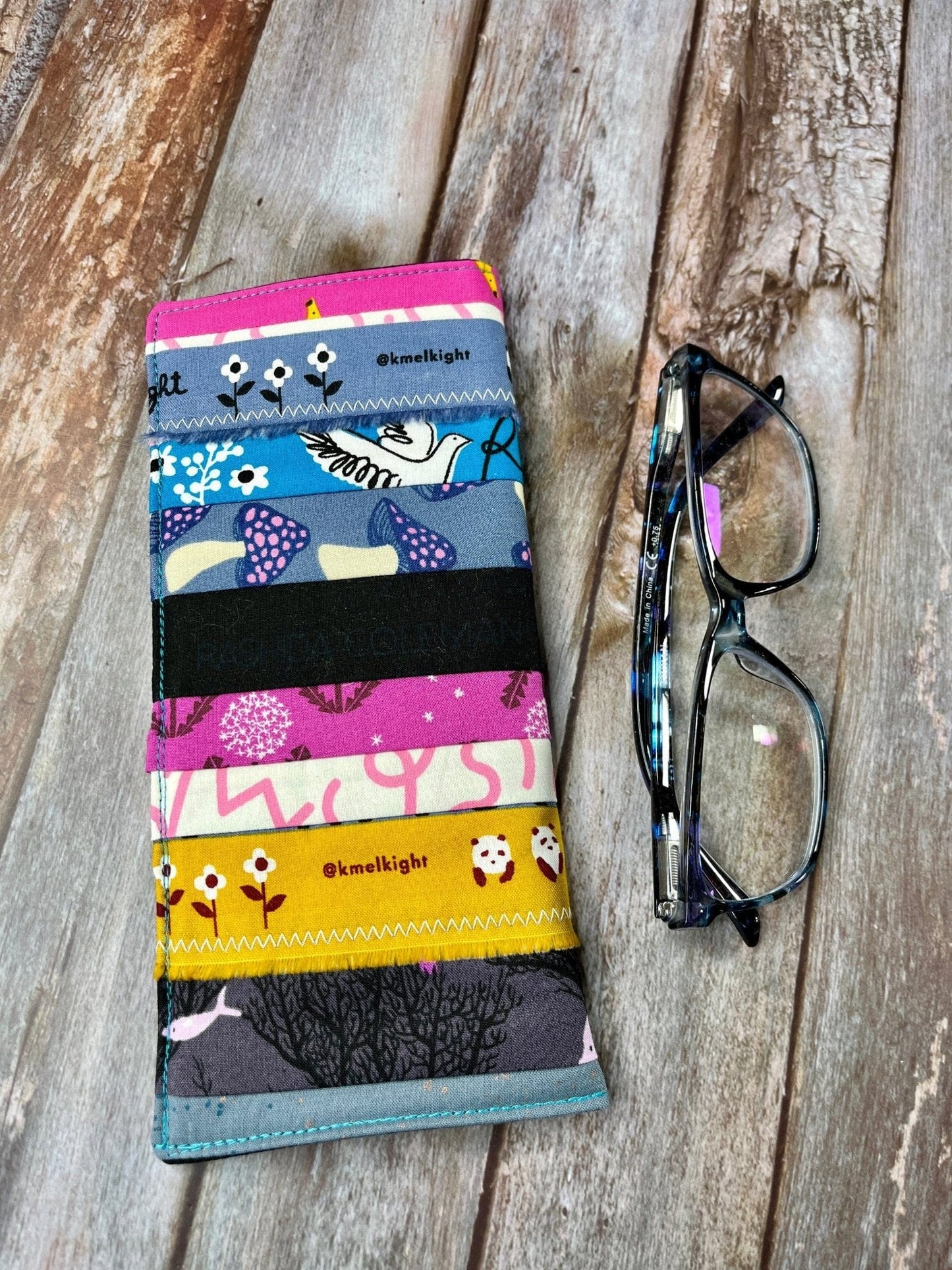 Glasses Case | Panda Mushroom Diamond Patchwork