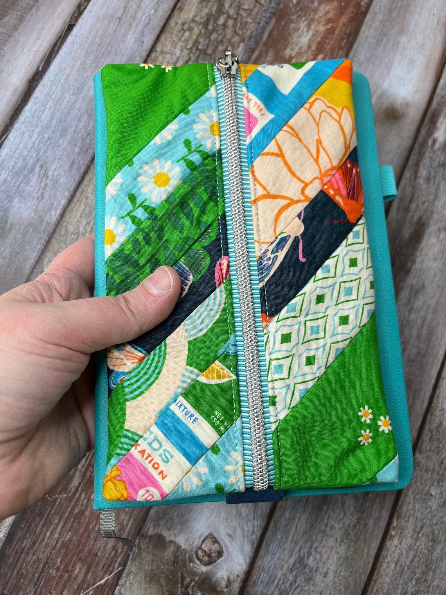 Green Blue Orange Patchwork Notebook Pencil Case - Uphouse Crafts