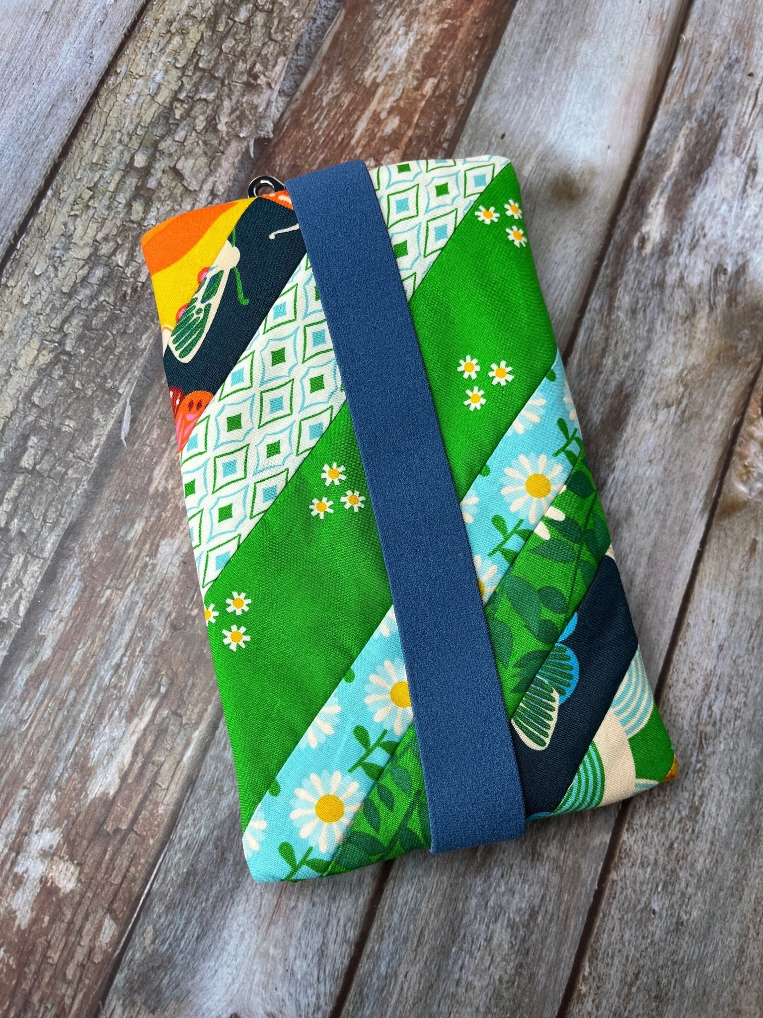 Green Blue Orange Patchwork Notebook Pencil Case - Uphouse Crafts