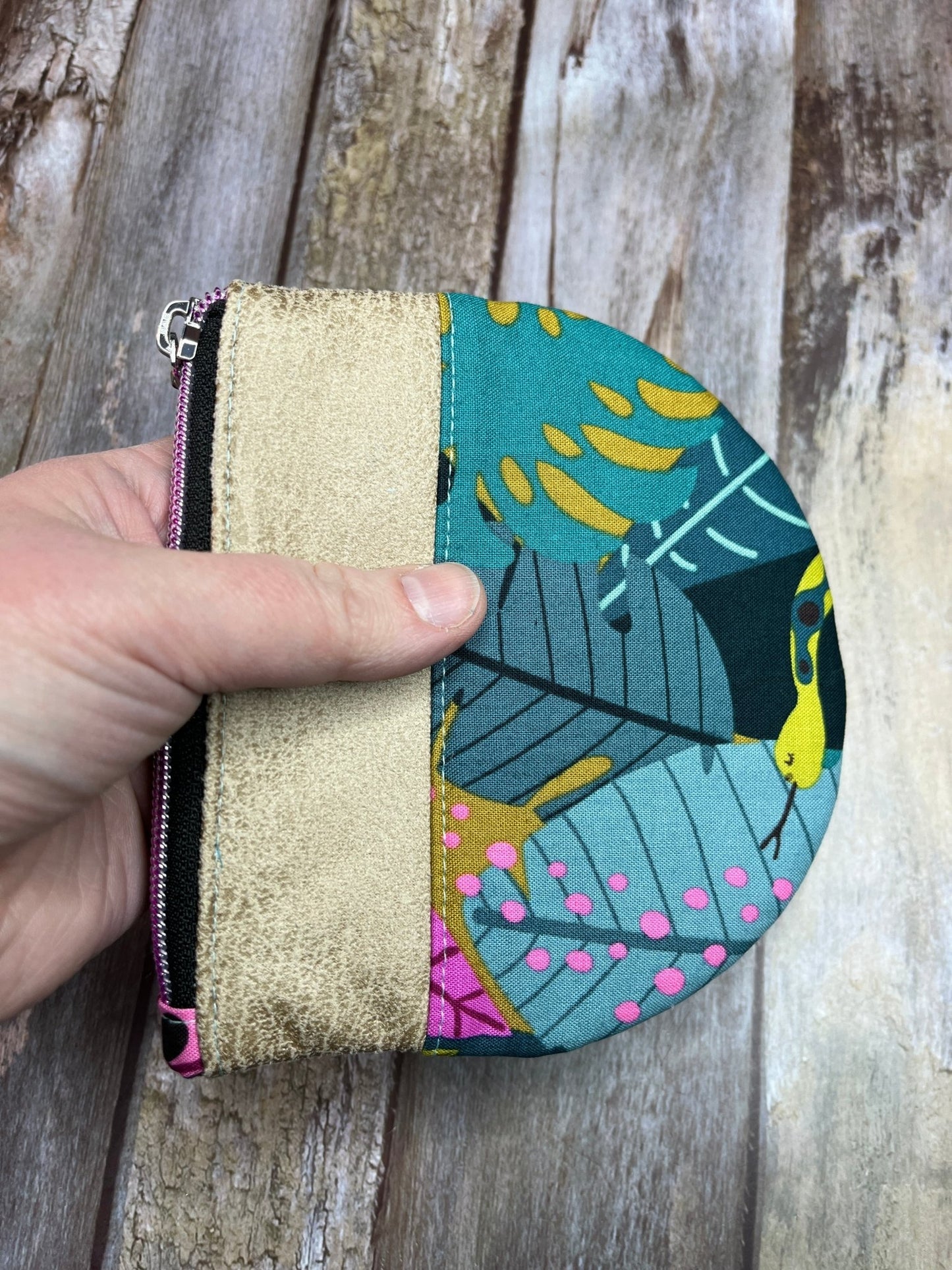 Green Rainforest Patchwork Round Wing Zip Purse - Uphouse Crafts