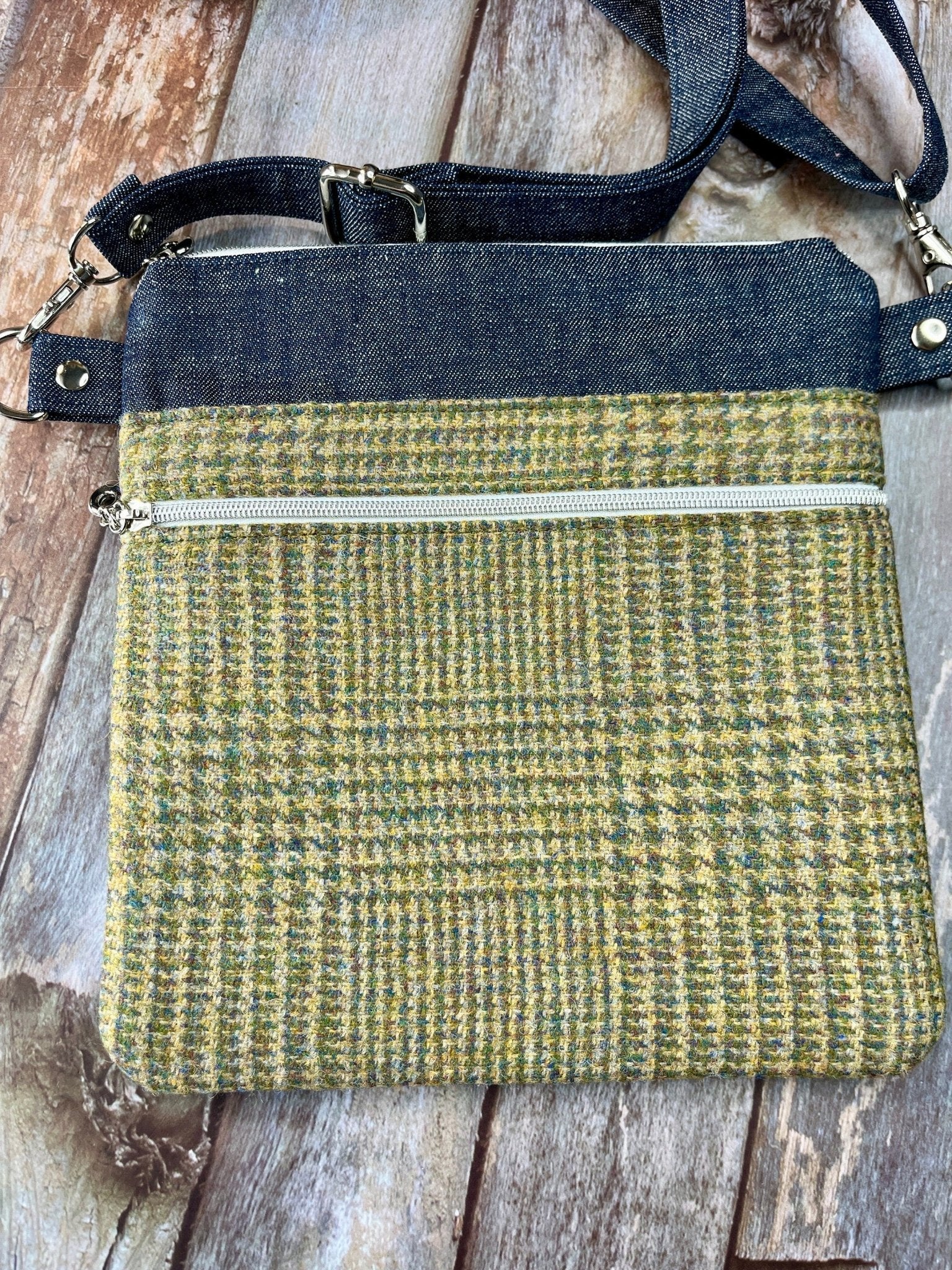 Green Wool Tweed Crossbody Bag - Uphouse Crafts