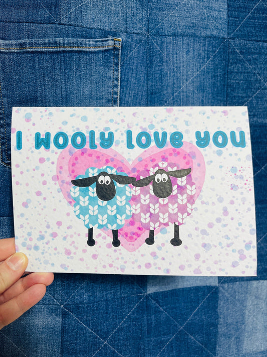 Greetings Card | I Wooly Love You - Personalised Birthday Card, Anniversary Card, Valentines Card