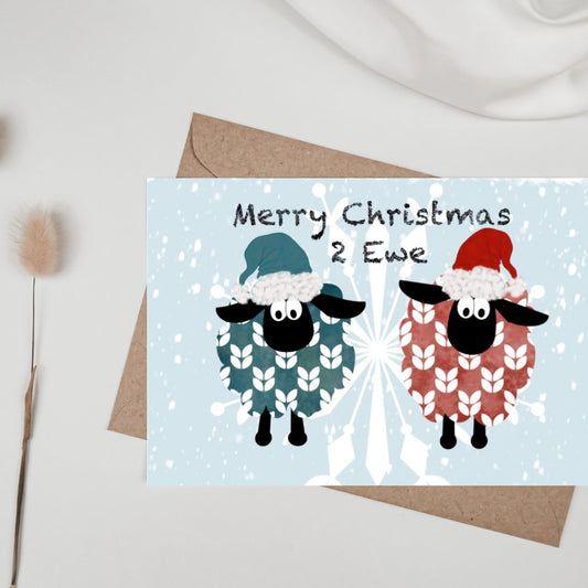 Greetings Card | Merry Christmas 2 Ewe | Sheep - Uphouse Crafts