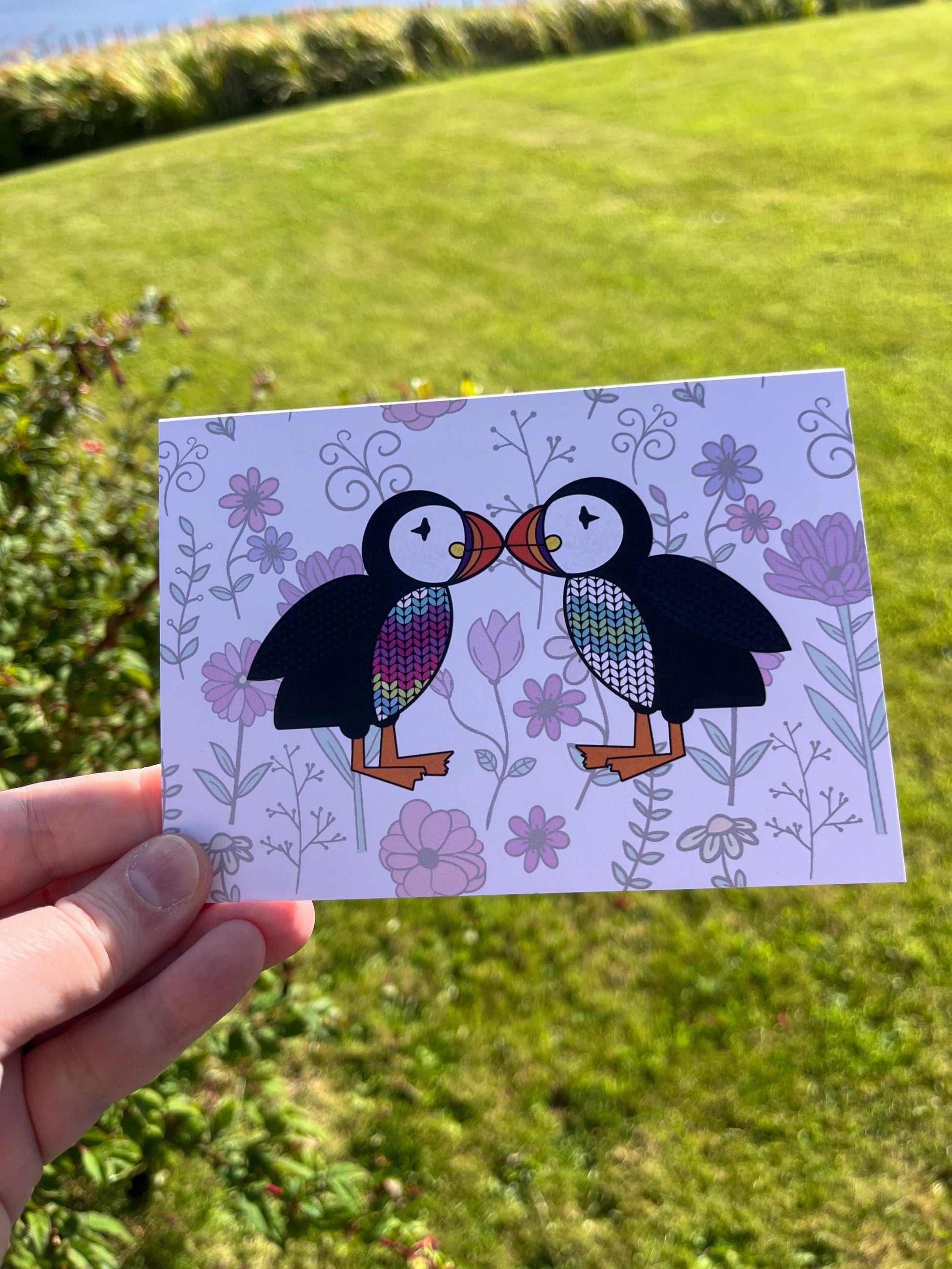 Greetings Card | Wildflower Fair Isle Puffin