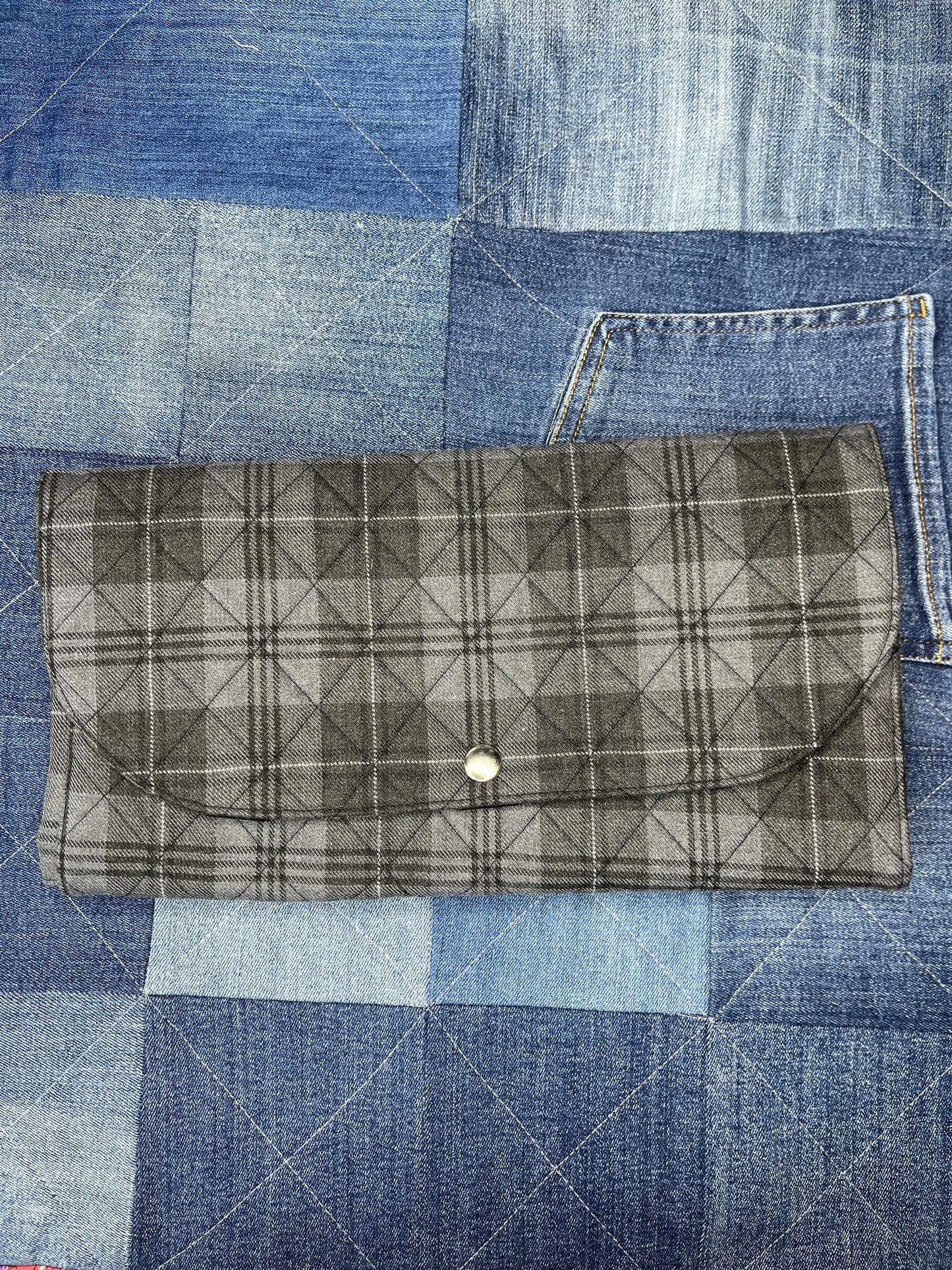 Grey Black Tartan Knitting Needle Case & Zip Pouch - Uphouse Crafts