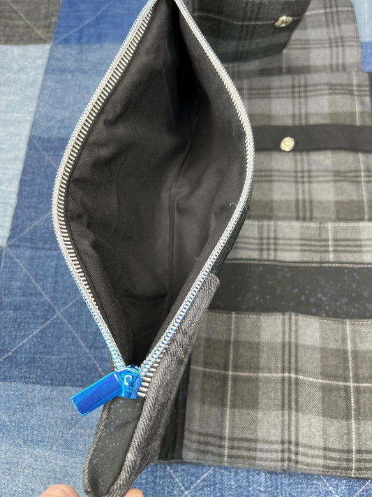 Grey Black Tartan Knitting Needle Case & Zip Pouch - Uphouse Crafts
