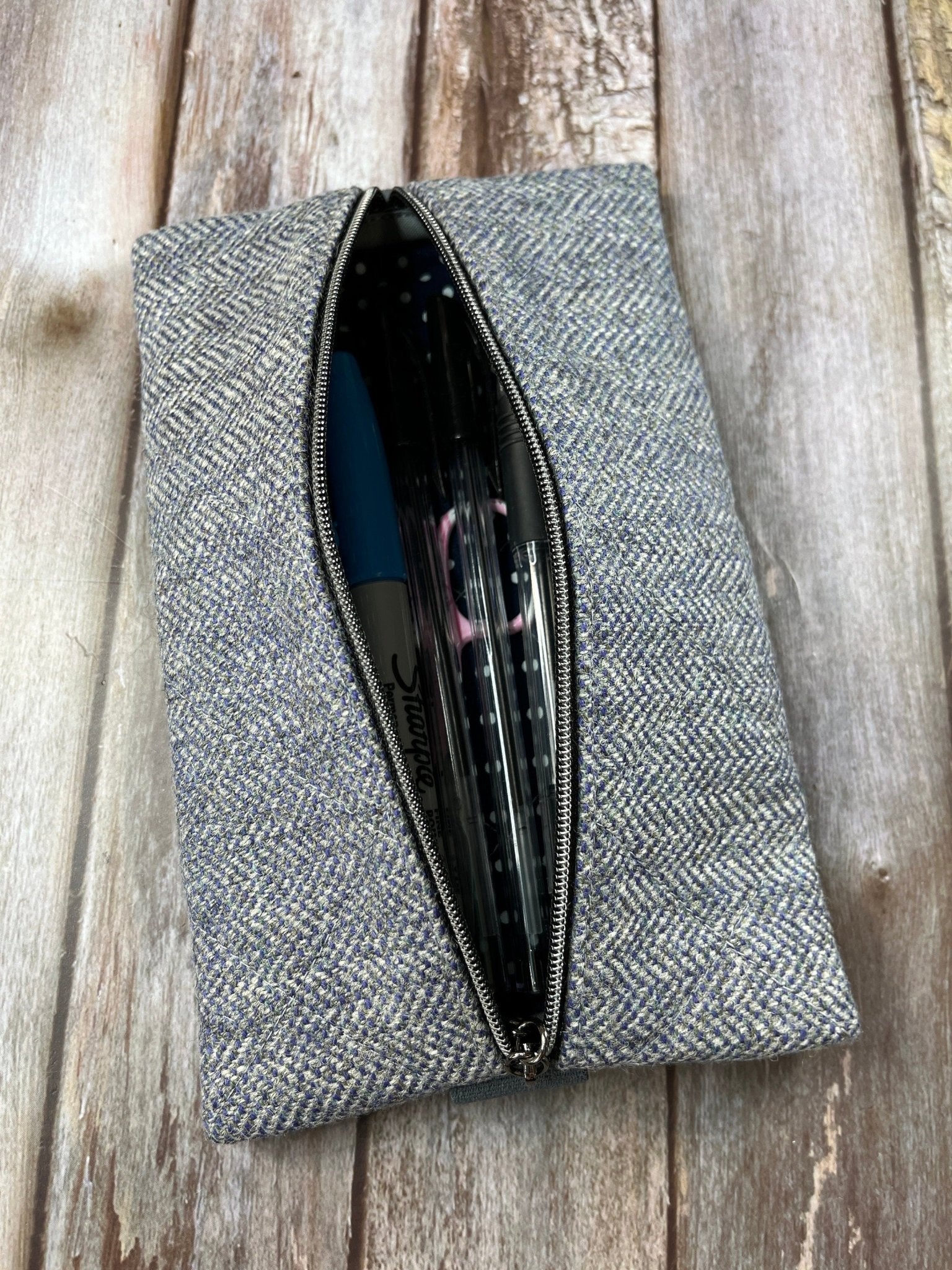 Grey Shetland Tweed Notebook Pencil Case - Uphouse Crafts