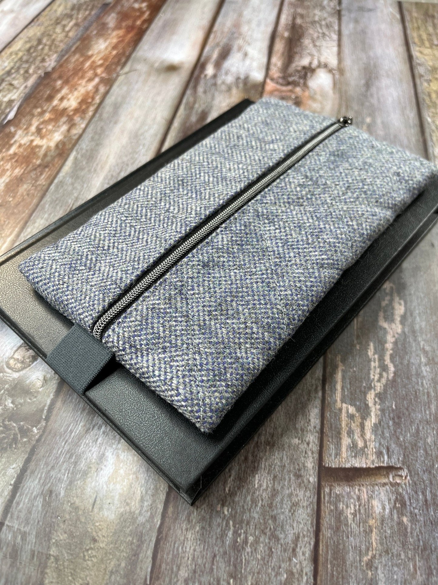 Grey Shetland Tweed Notebook Pencil Case - Uphouse Crafts