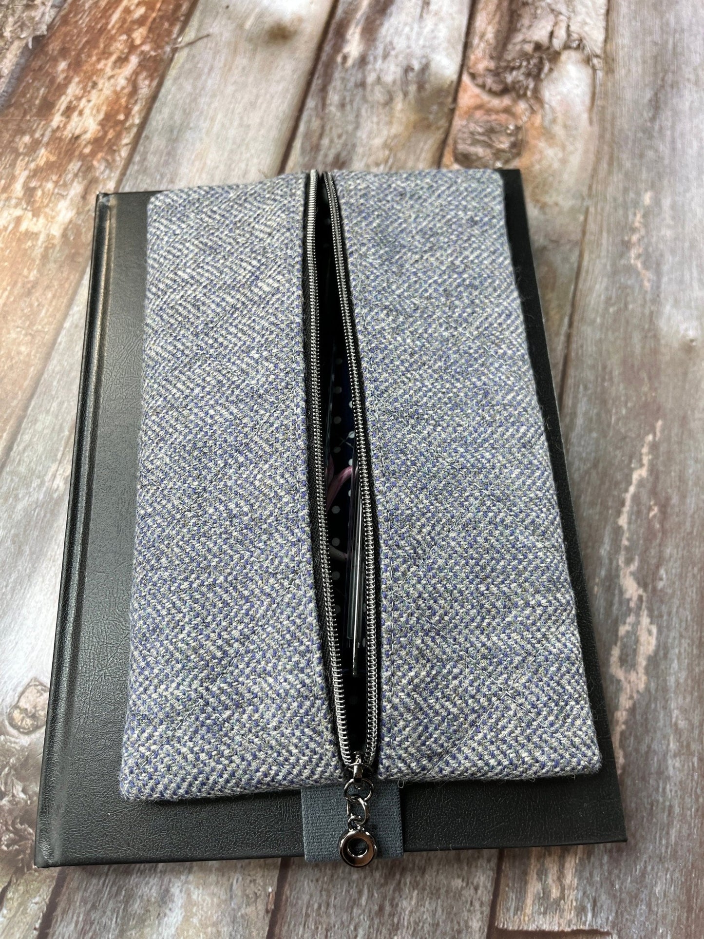 Grey Shetland Tweed Notebook Pencil Case - Uphouse Crafts