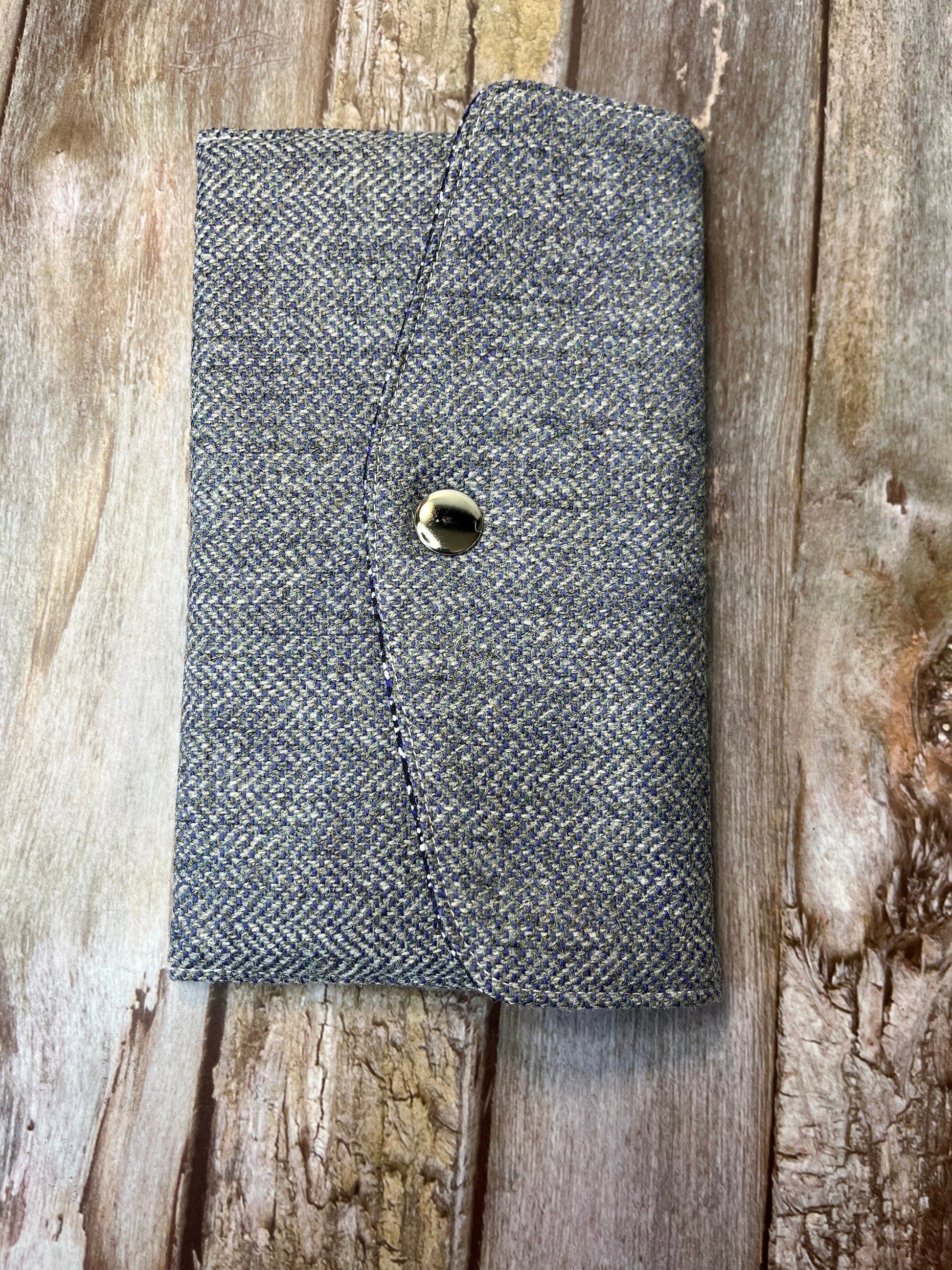 Grey Tweed Slim Purse | Patchwork Purse | Phone Clutch Wallet - Uphouse Crafts