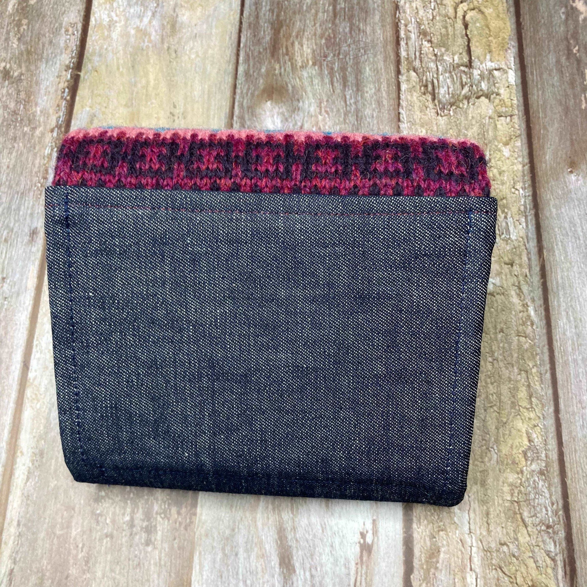 Hand knitted Fair Isle Purse Clutch | Purple Dusky Pink Teal