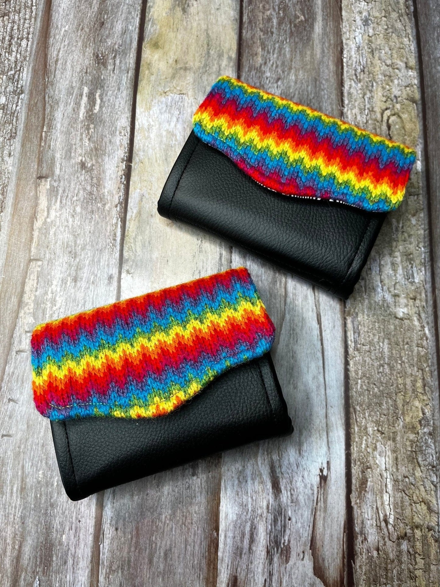 Hand knitted Fair Isle Purse Clutch | Rainbow