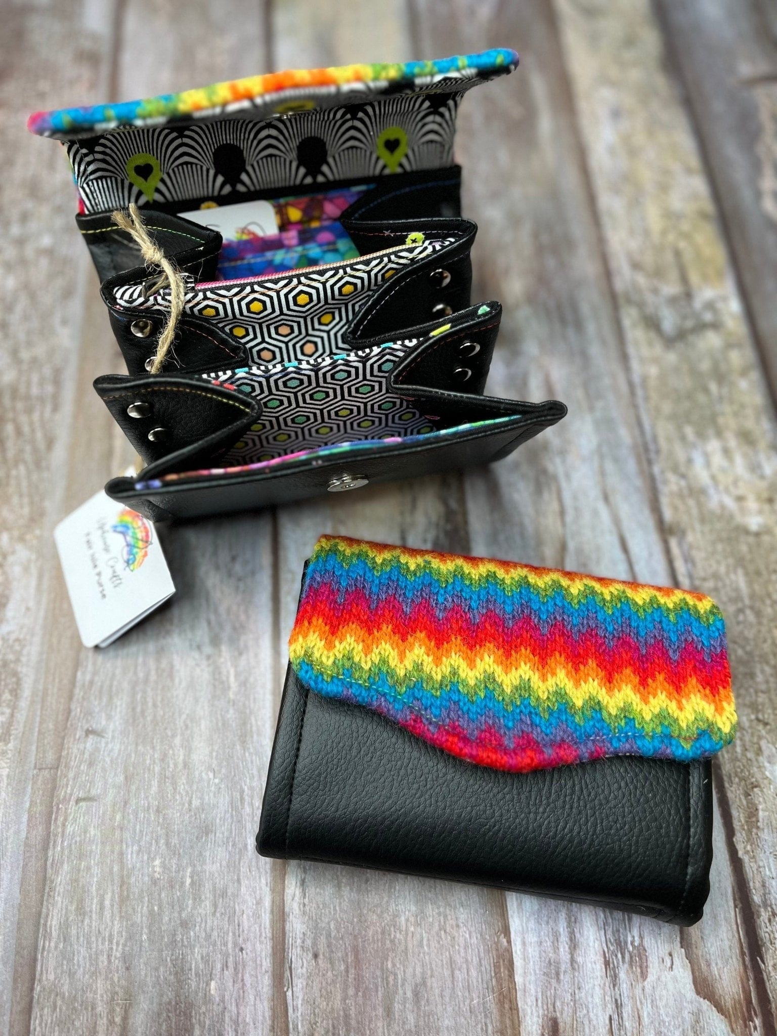 Hand knitted Fair Isle Purse Clutch | Rainbow