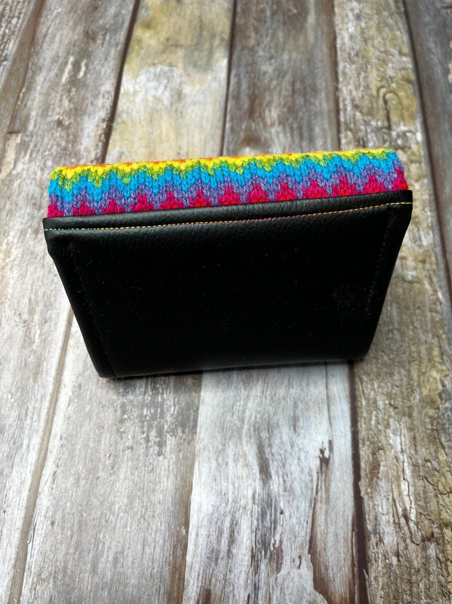 Hand knitted Fair Isle Purse Clutch | Rainbow