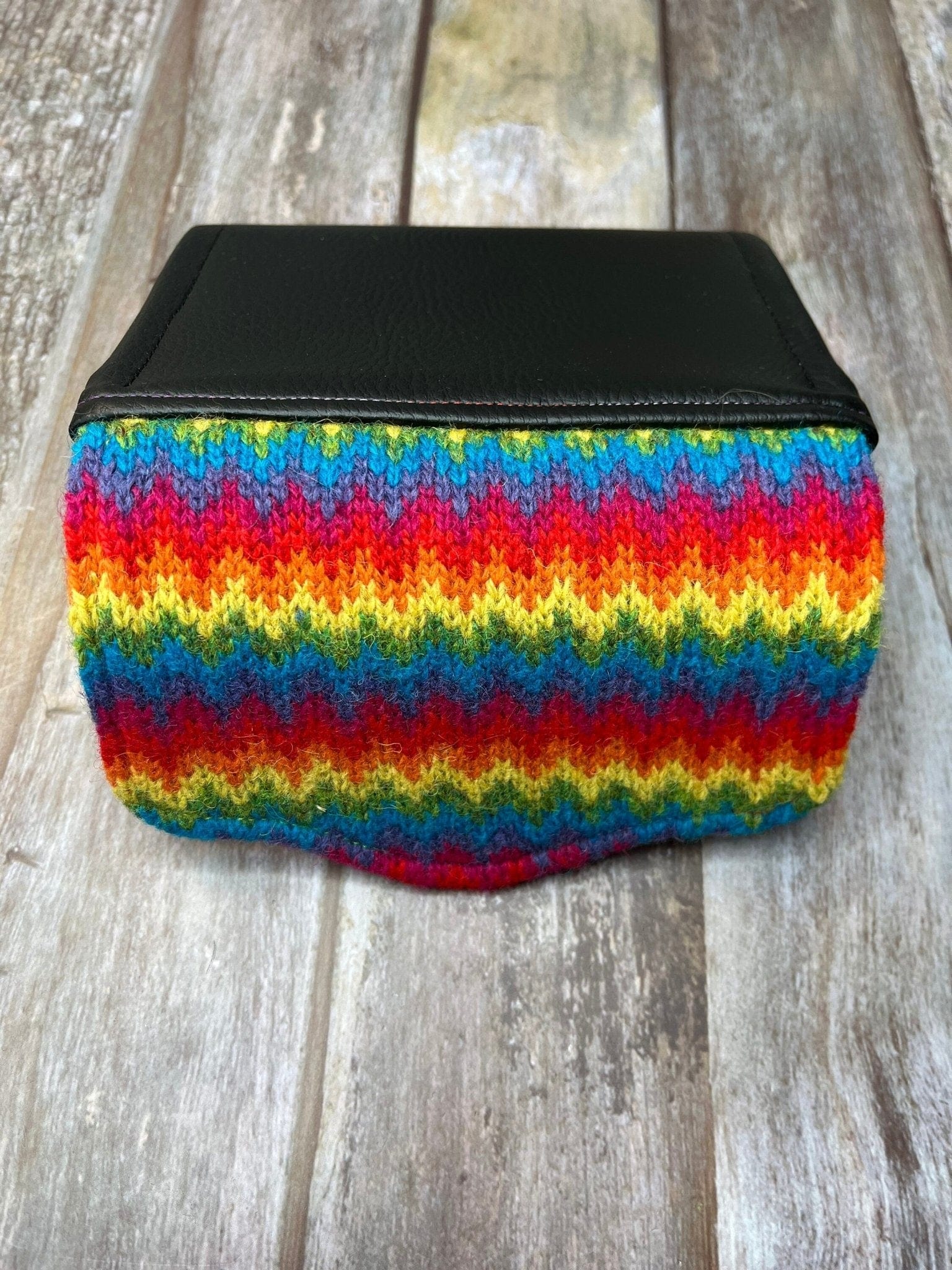 Hand knitted Fair Isle Purse Clutch | Rainbow