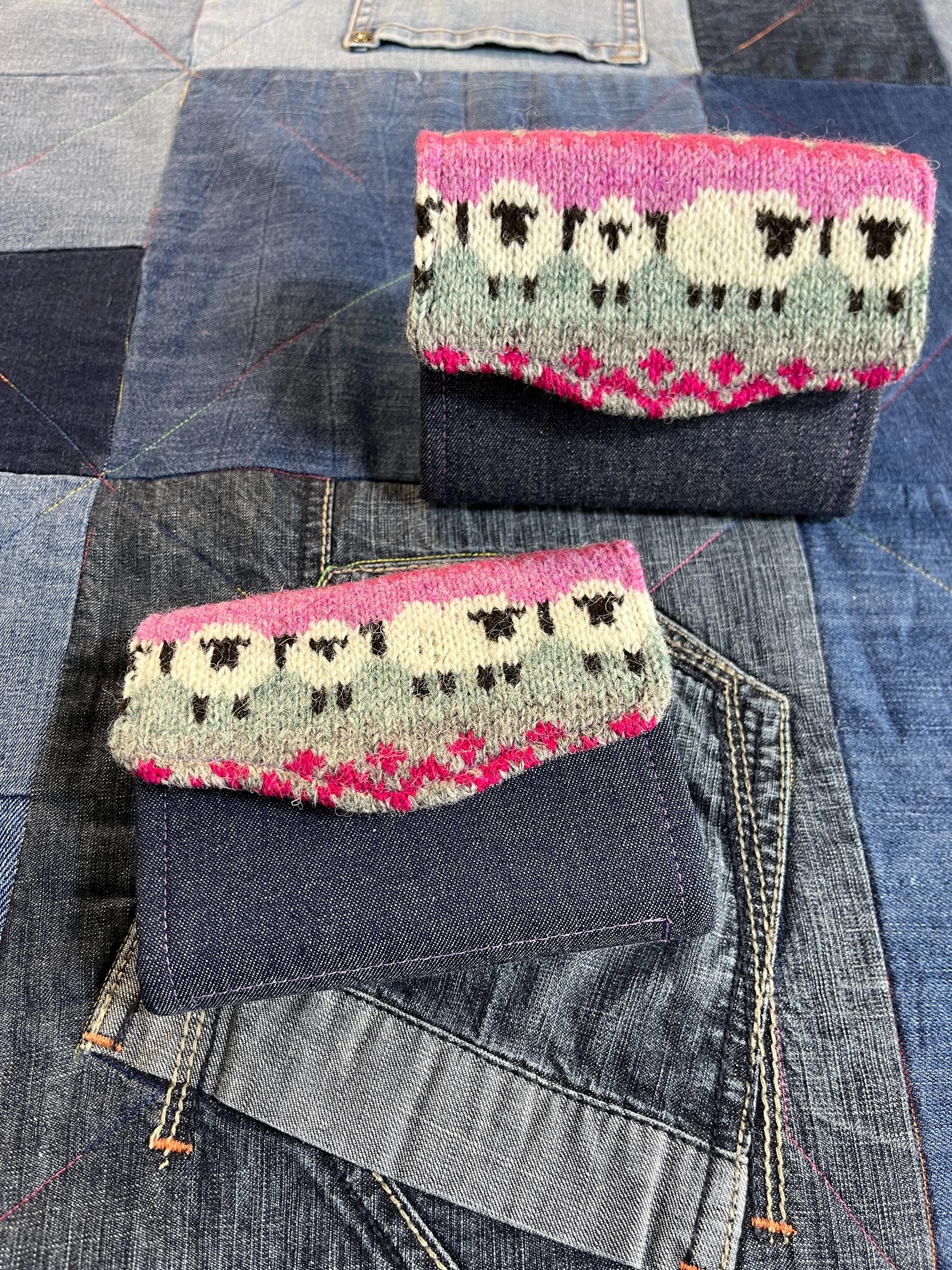 Hand Knitted Fair Isle Purse | Pink Sheep Wool - Uphouse Crafts
