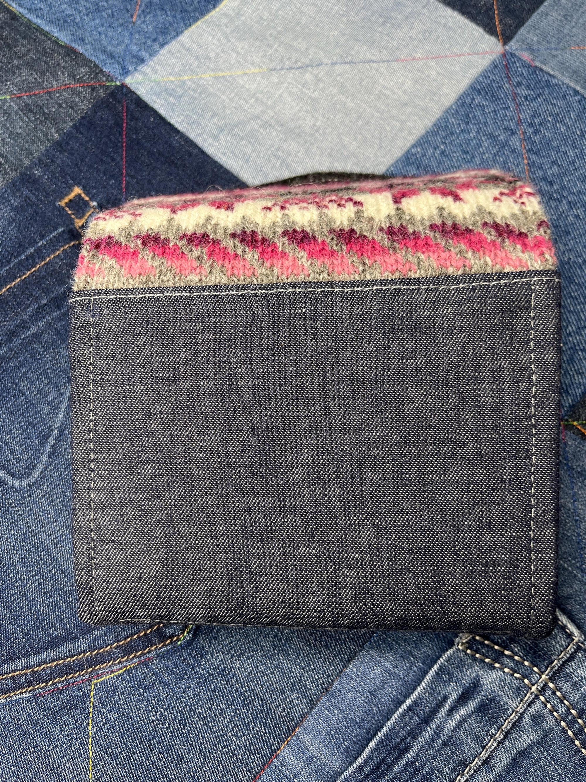 Handknitted Fair Isle Purse | Pink Grey Star - Uphouse Crafts