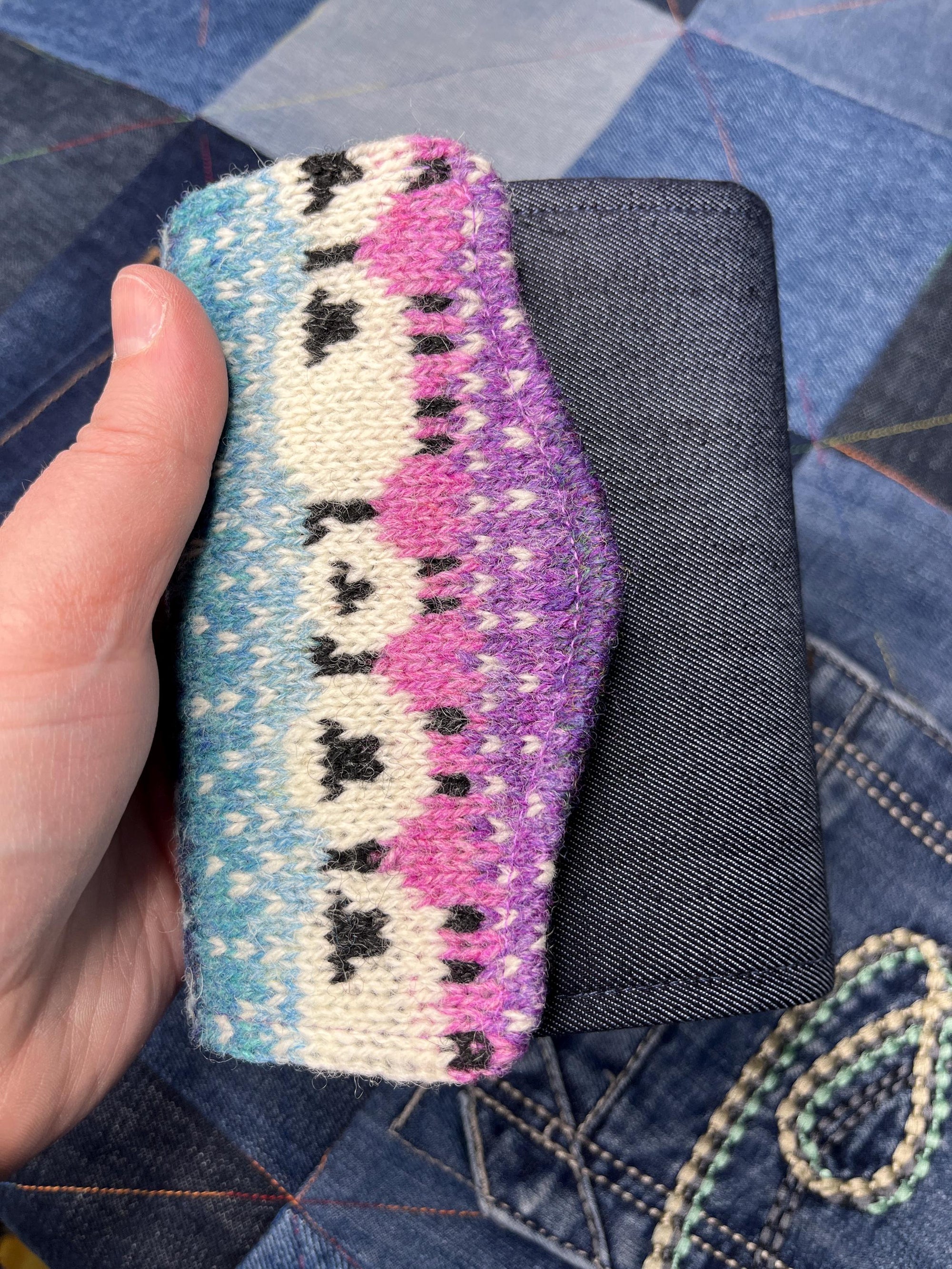 Handknitted Fair Isle Purse | Twilight Sheep - Uphouse Crafts