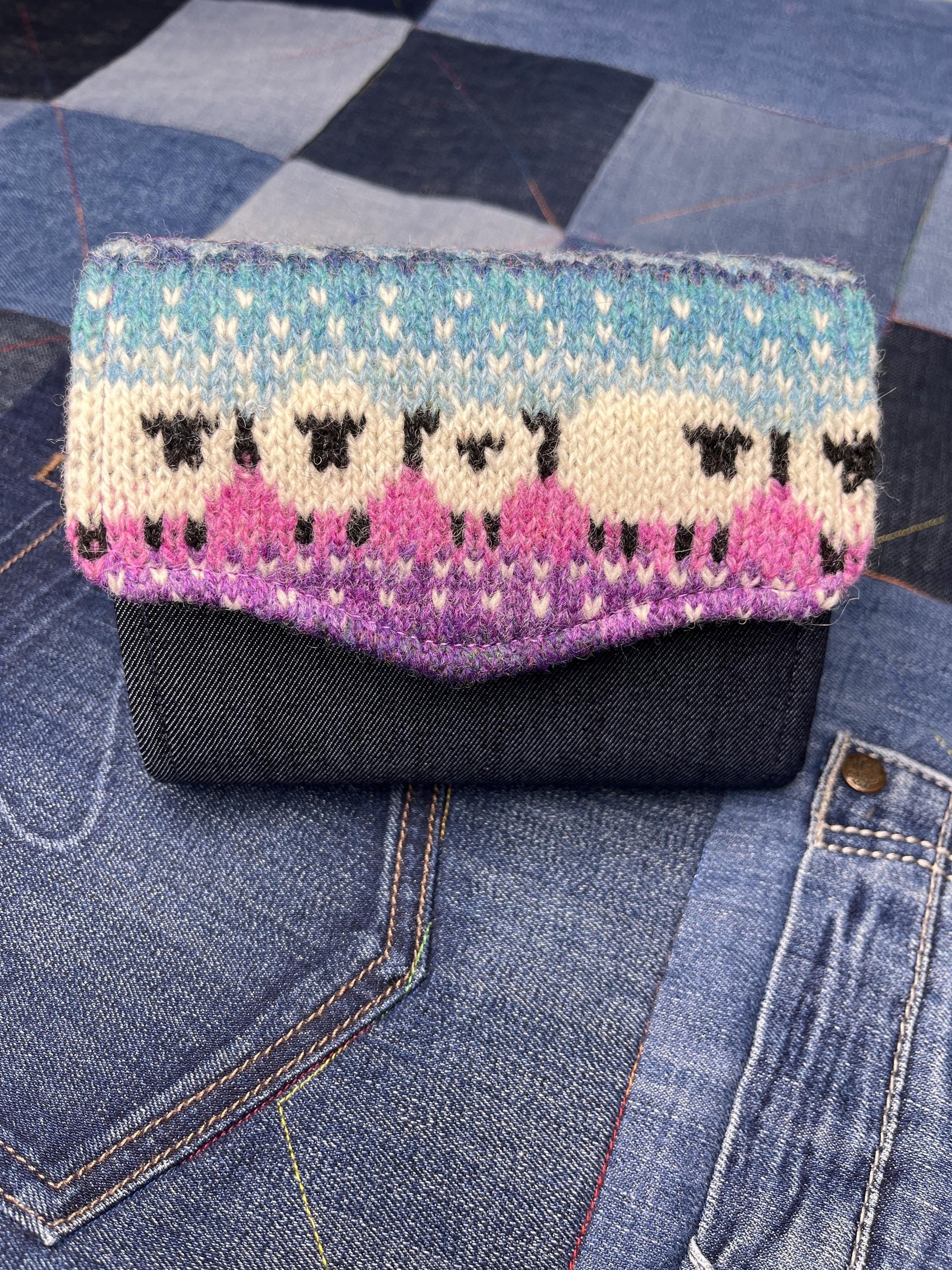 Handknitted Fair Isle Purse | Twilight Sheep - Uphouse Crafts
