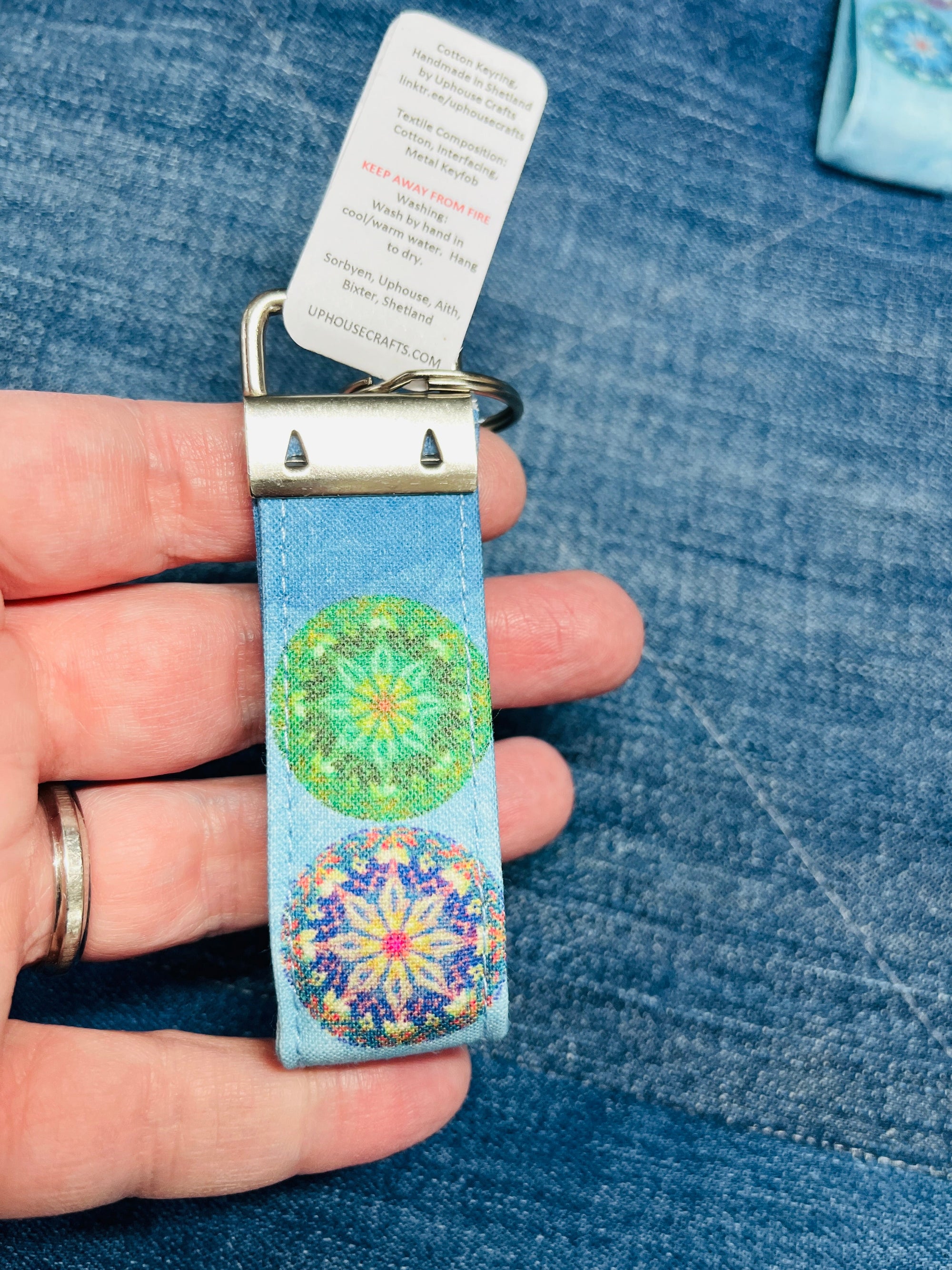 Handmade Cotton Fair Isle Design Keyring - Uphouse Crafts