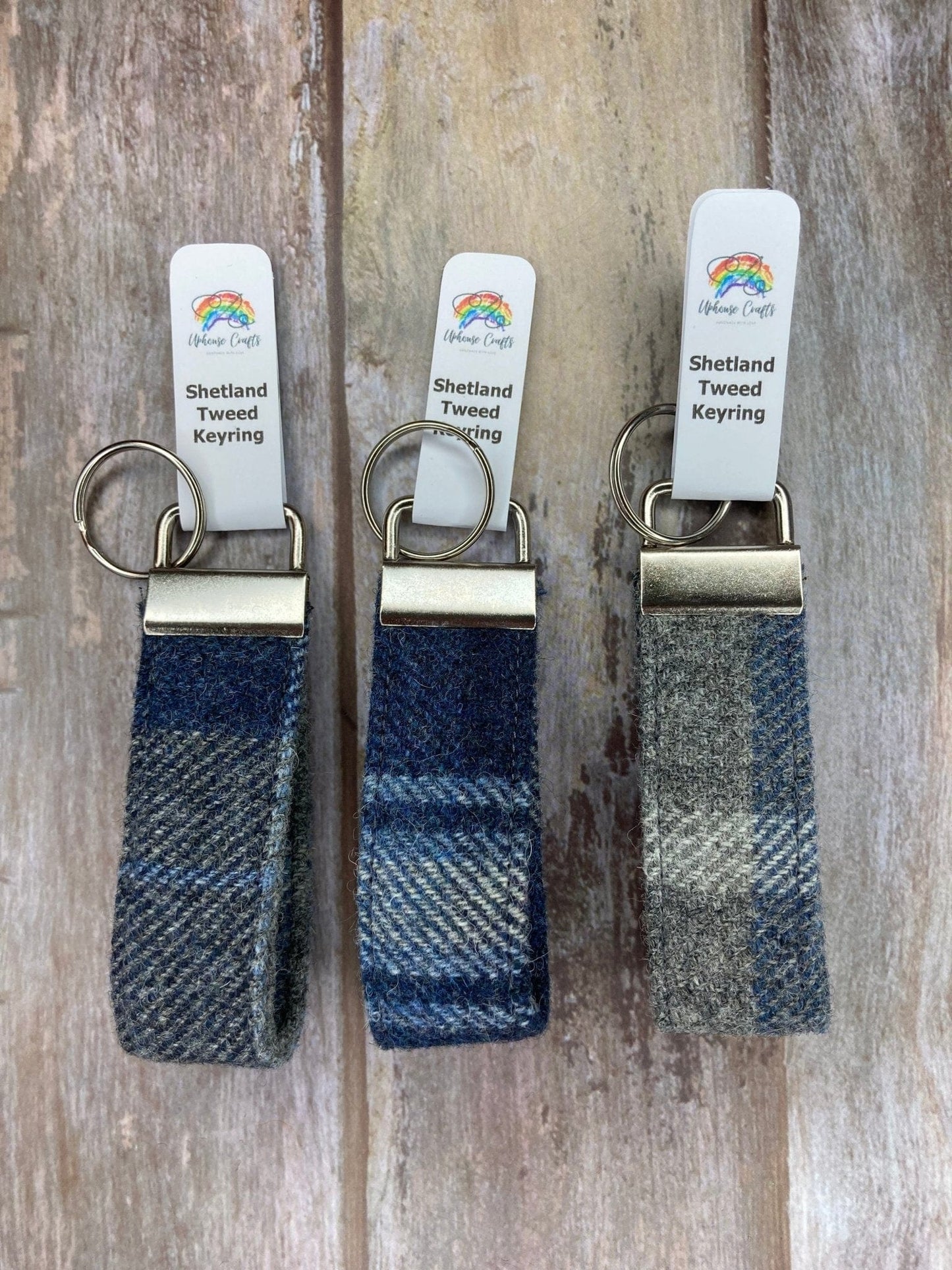 Handmade Tweed Keyring - Shetland Wool Tweed Stormy Seas